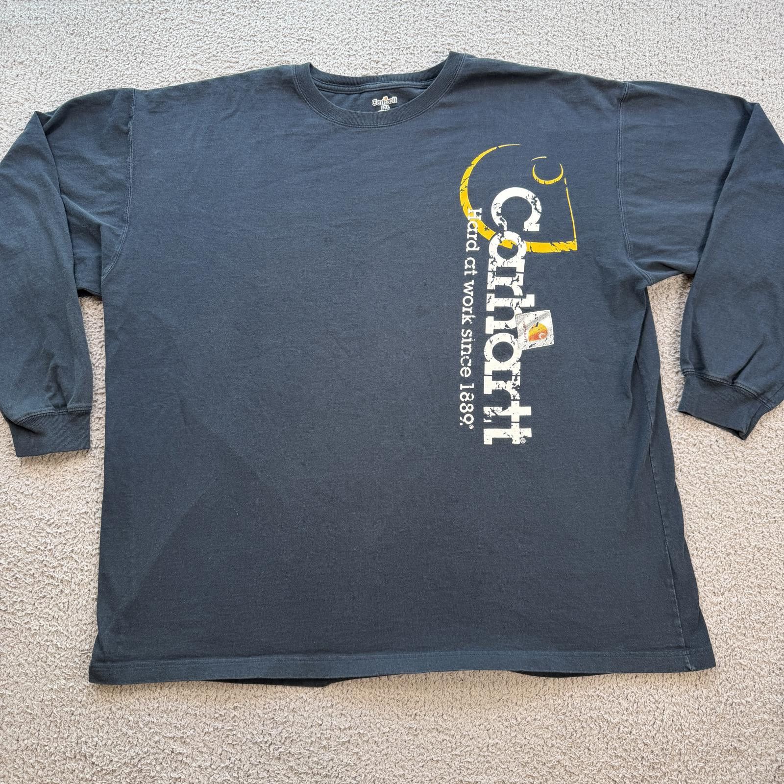 Carhartt Carhartt K214 Navy Blue Vertical Long Sleeve Shirt Mens 2XL Size US XXL / EU 58 / 5 - 1 Thumbnail