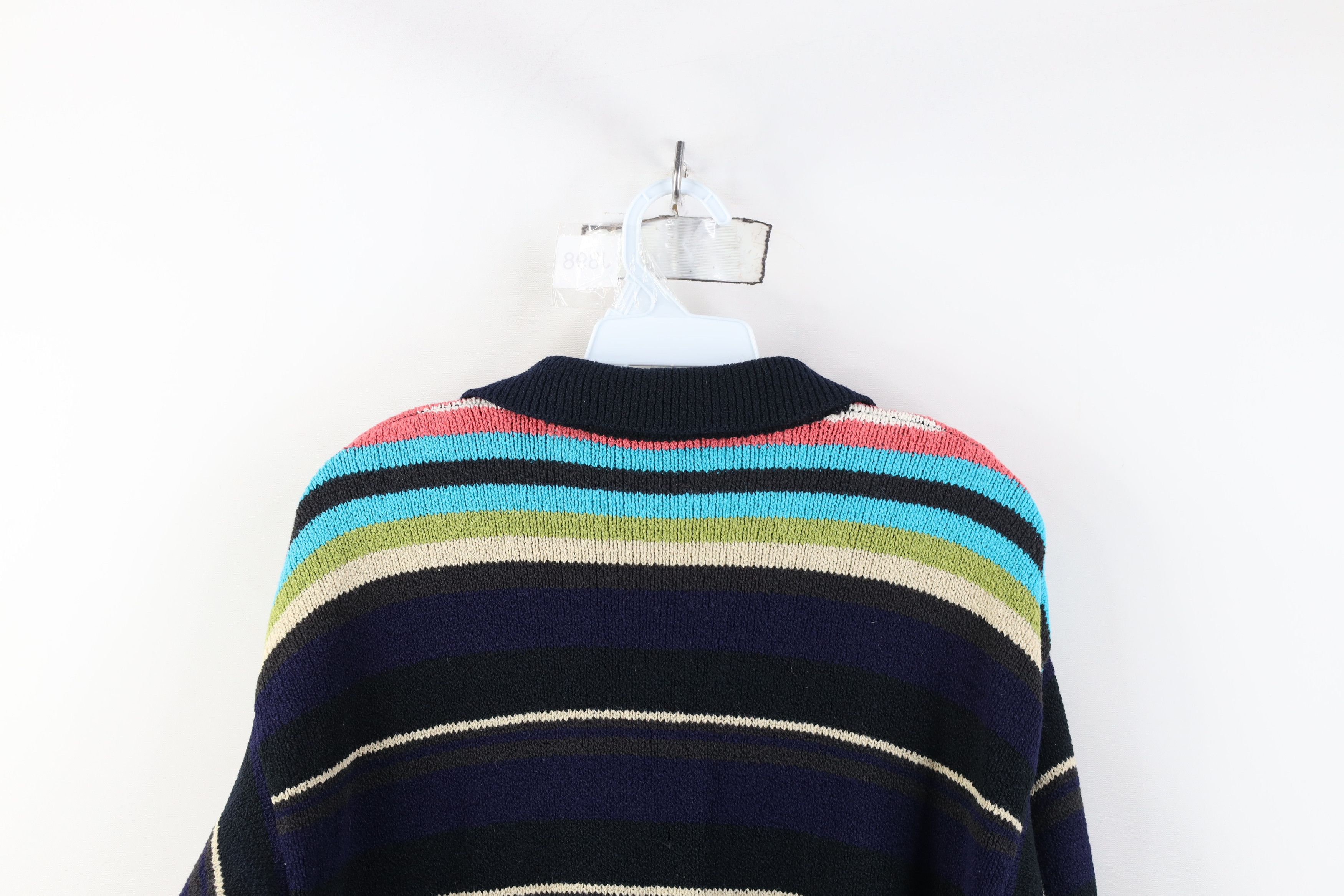 Express Vintage 90s Express Striped Marled Knit Collared Sweater Size M / US 6-8 / IT 42-44 - 10 Thumbnail