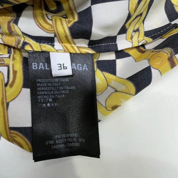 Balenciaga Balenciaga Chain Print Satin Short Sleeve Shirt 0079-2507 Size S / US 4 / IT 40 - 3 Thumbnail