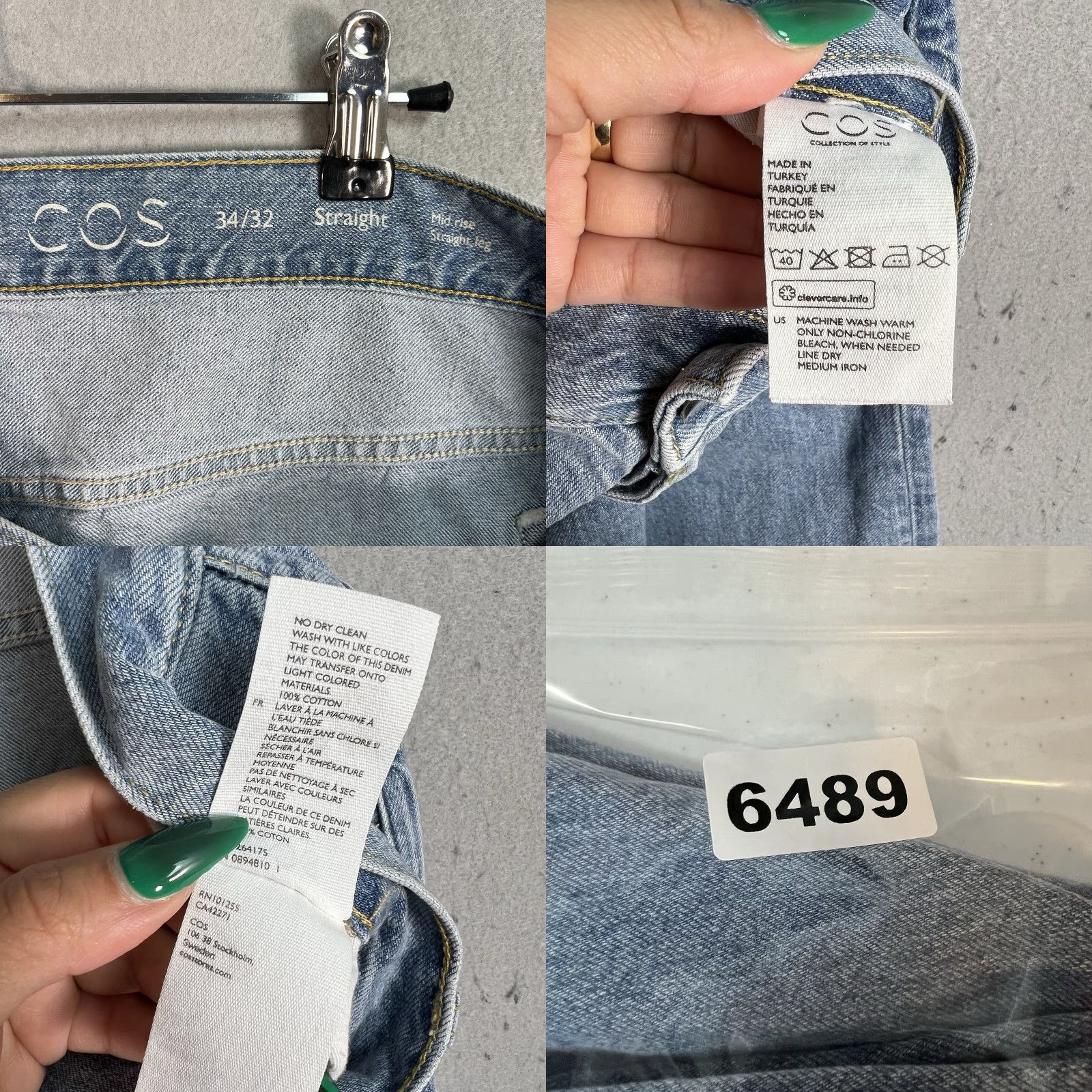 Cos VINTAGE COS Jeans Adult Mens 34 x 27 Blue Light Wash Denim Mid Rise Straight Size US 34 / EU 50 - 8 Thumbnail