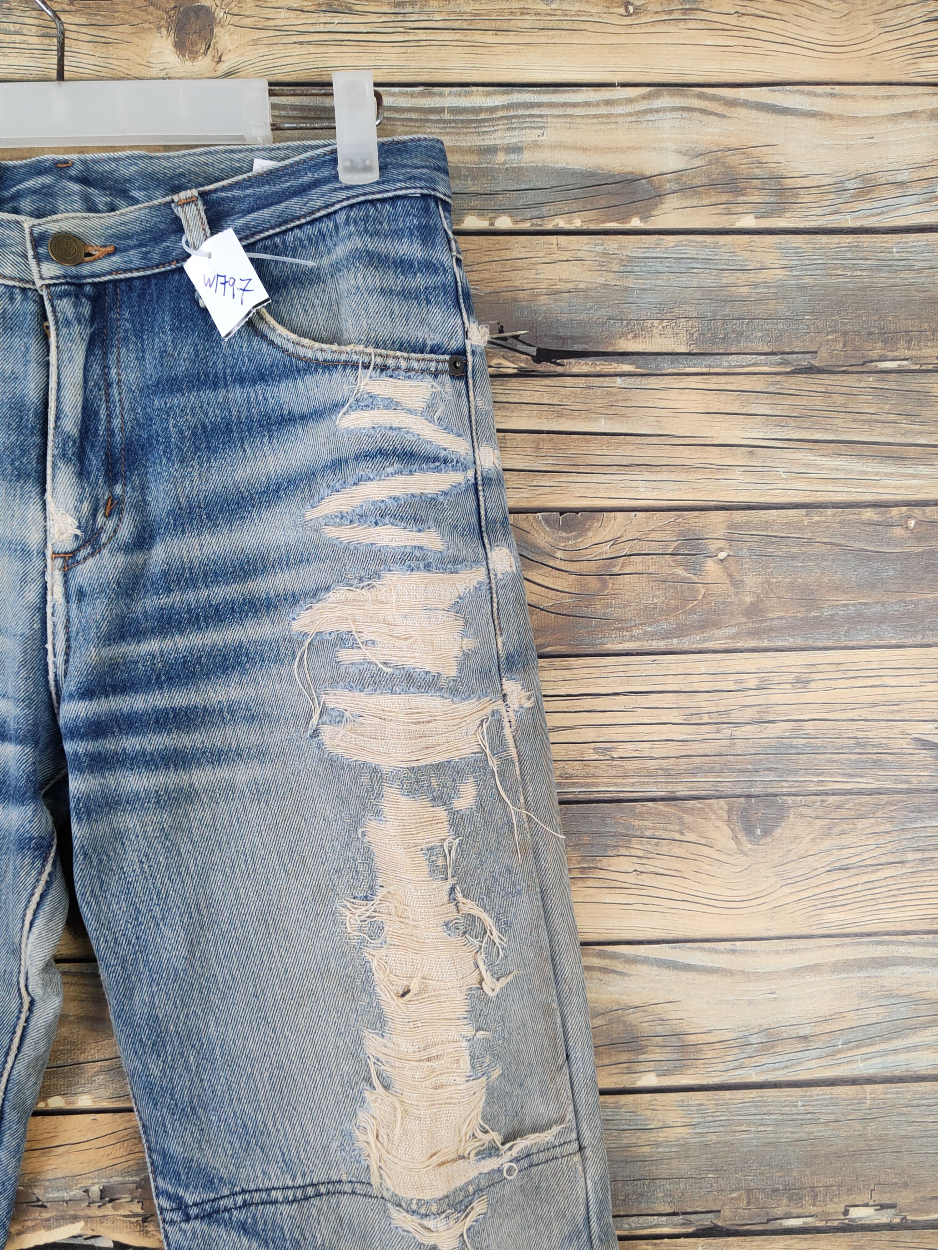 Goldwin Goldwin Blue Distressed Ripped Jeans #W1797 Size US 31 - 5 Thumbnail