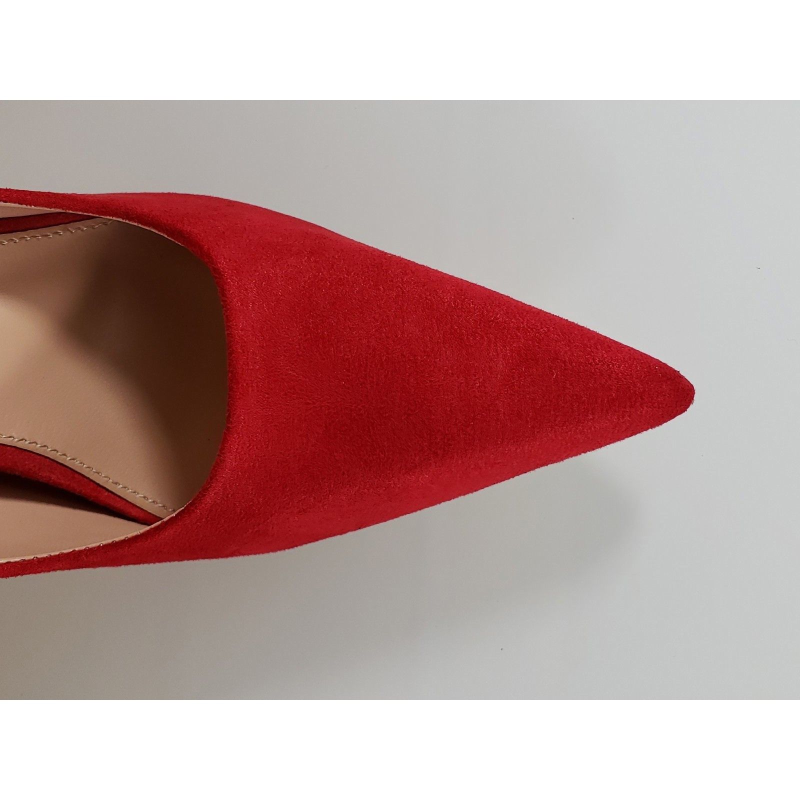 Other Red Cherry Milly Red Vegan Suede Pointy Toe Pump Shoe 4.5" S Size US 6 / IT 36 - 3 Thumbnail