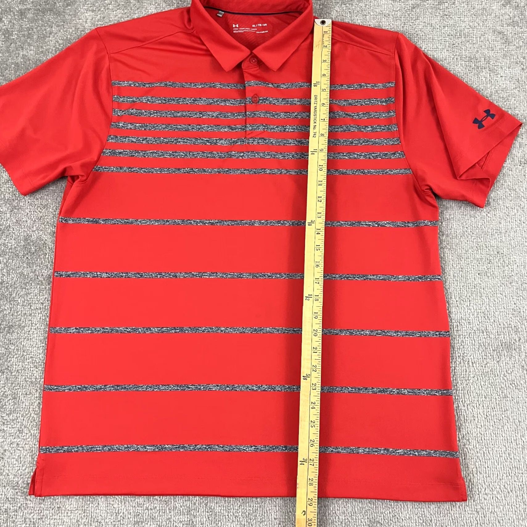 Under Armour Under Armour Polo Shirt Mens XL Red Gray Striped Heatgear Performance Golf Sport Size US XL / EU 56 / 4 - 4 Thumbnail