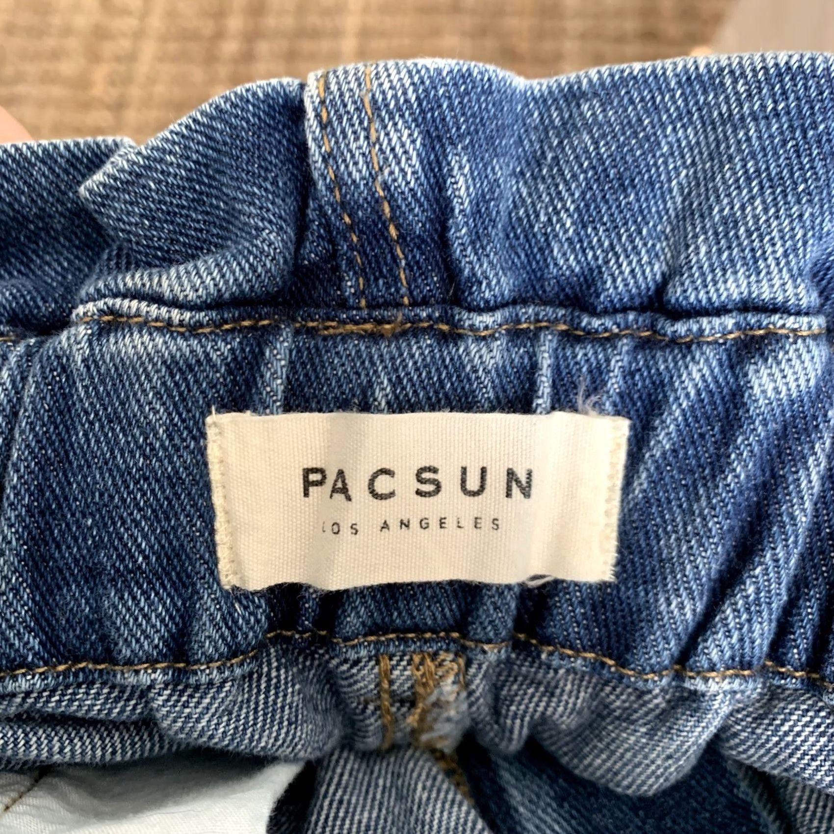 Pacsun Pacsun Denim Shorts Womens 25 Paperbag Elastic Waist 5-Pocket Cuffed High Rise Blue Jeans Mom Short Regular Fit Size 42" / US 20 - 2 Thumbnail