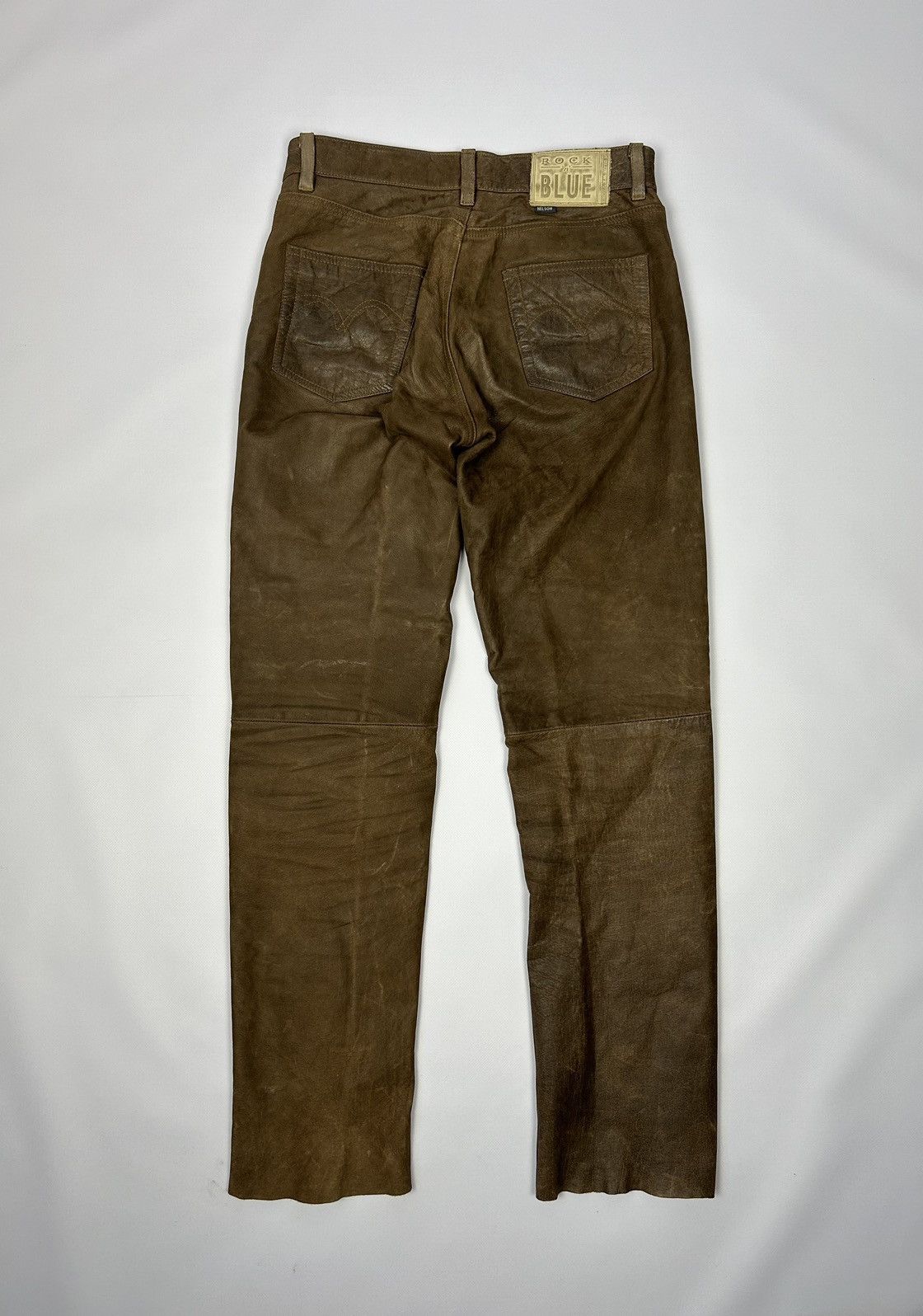 Genuine Leather × Vintage Rock n Blue Brown Leather Pants Size W31 L34 Vintage 90s Size US 31 - 9 Thumbnail