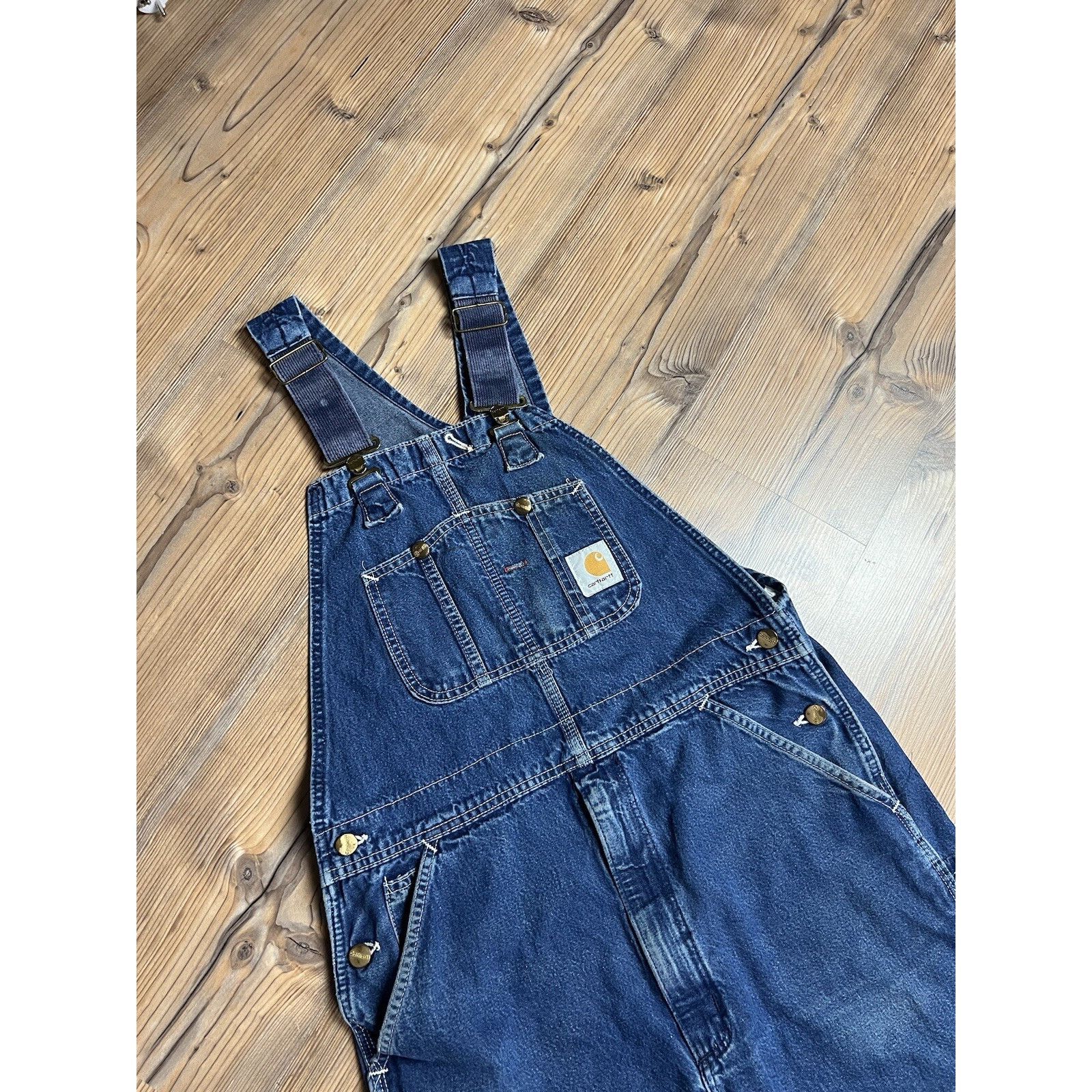 Carhartt Carhartt Vintage USA Women`s Workwear Blue Denim Bib Overall Size XXS / US 00 / IT 34 - 1 Thumbnail