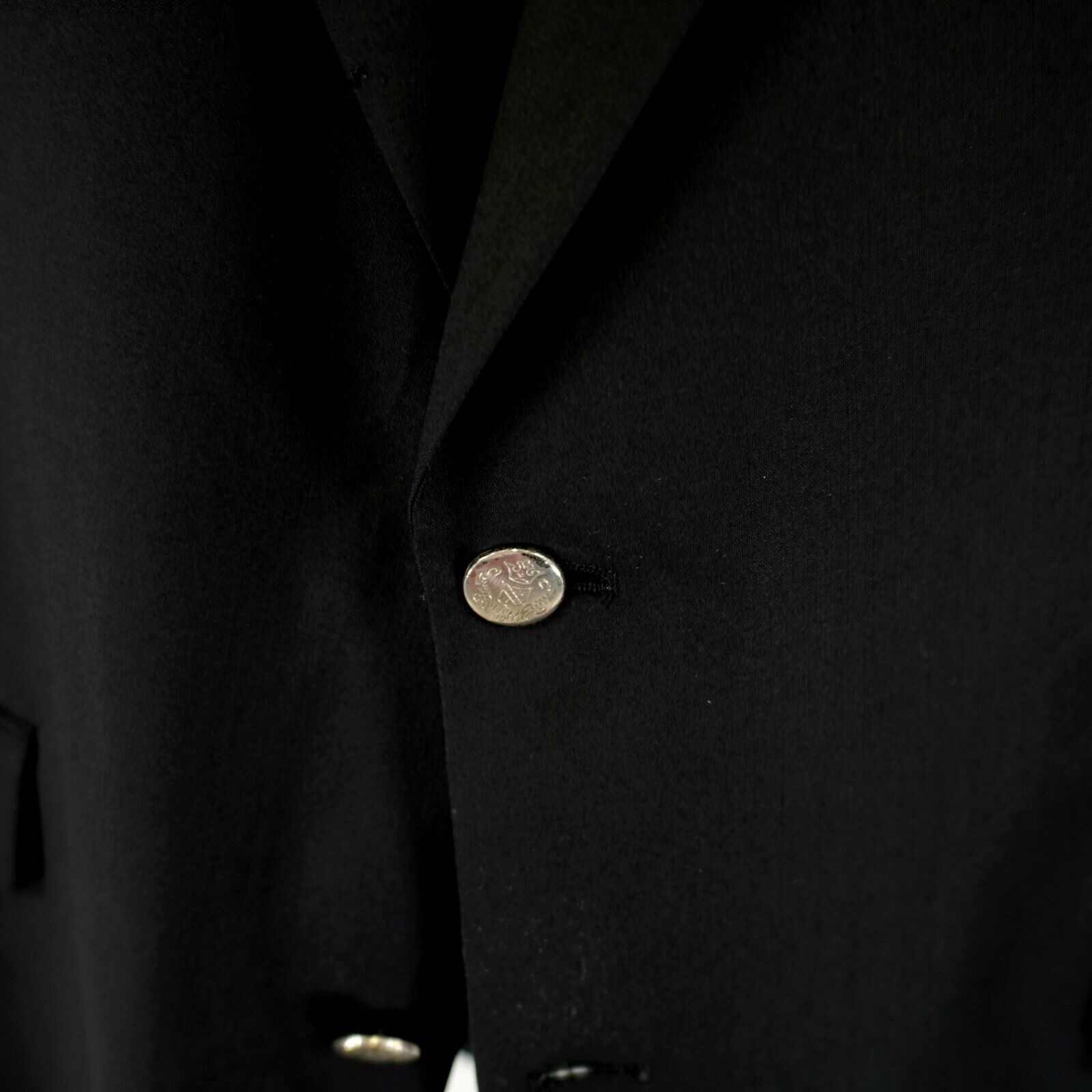 Hart Schaffner Marx DAMAGED Hart Schaffner Marx Black Wool 44R Blazer 2 Silver B Size 44R - 4 Thumbnail
