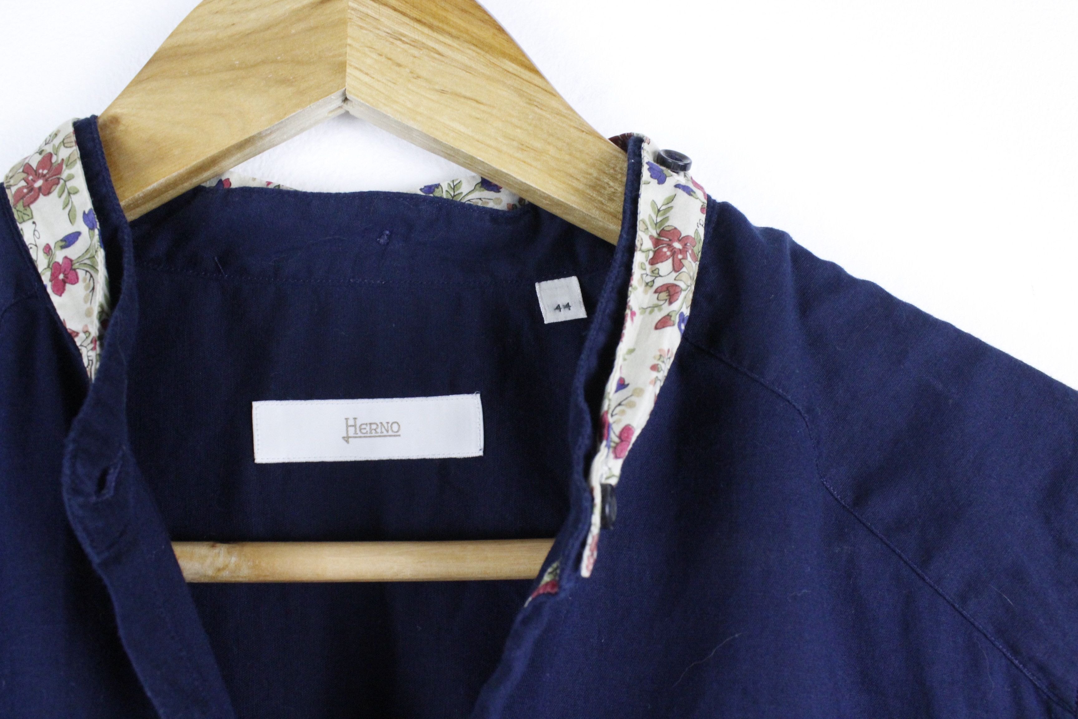 Herno Womens Herno Navy Band Floral Collar Lightweight Shirt Size M / US 6-8 / IT 42-44 - 3 Thumbnail