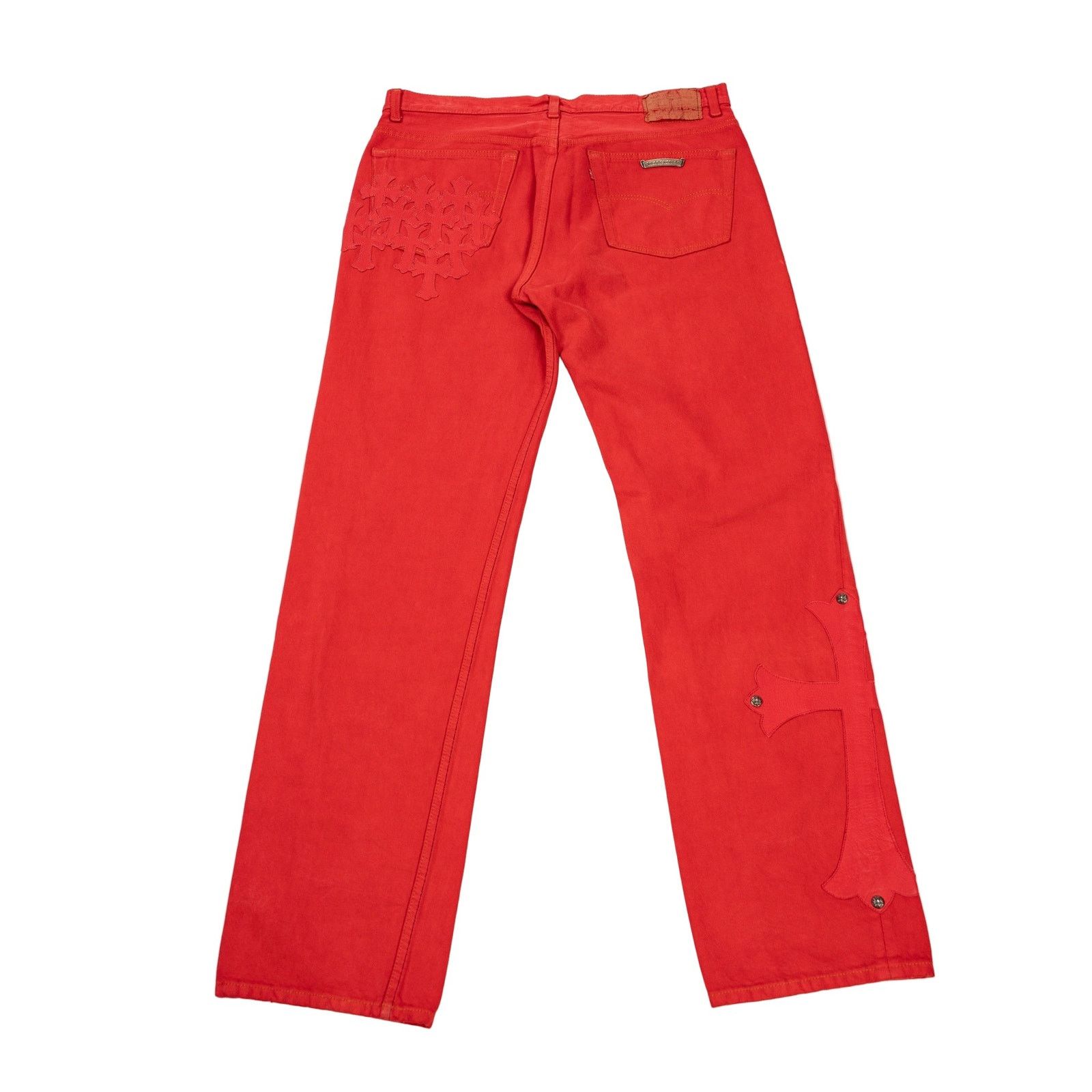 Chrome Hearts Red Denim Paris Exclusive 'Red Crosses' Size US 33 - 2 Thumbnail