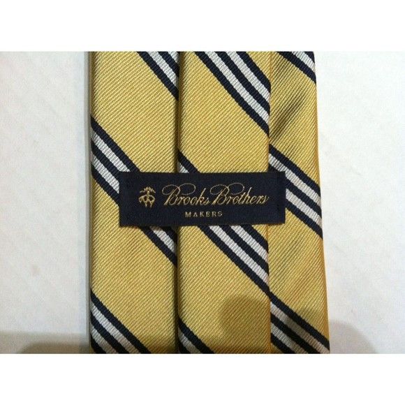 Brooks Brothers BROOKS BROTHERS MENS NEW YELLOW 100%SILK TIE WIDTH: 3 3/4" Size ONE SIZE - 3 Thumbnail
