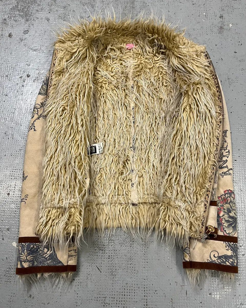 Roberto Cavalli AW2003 Roberto Cavalli Beige Tattoo Hearth Fur-Collar Jacket Size M / US 6-8 / IT 42-44 - 8 Thumbnail