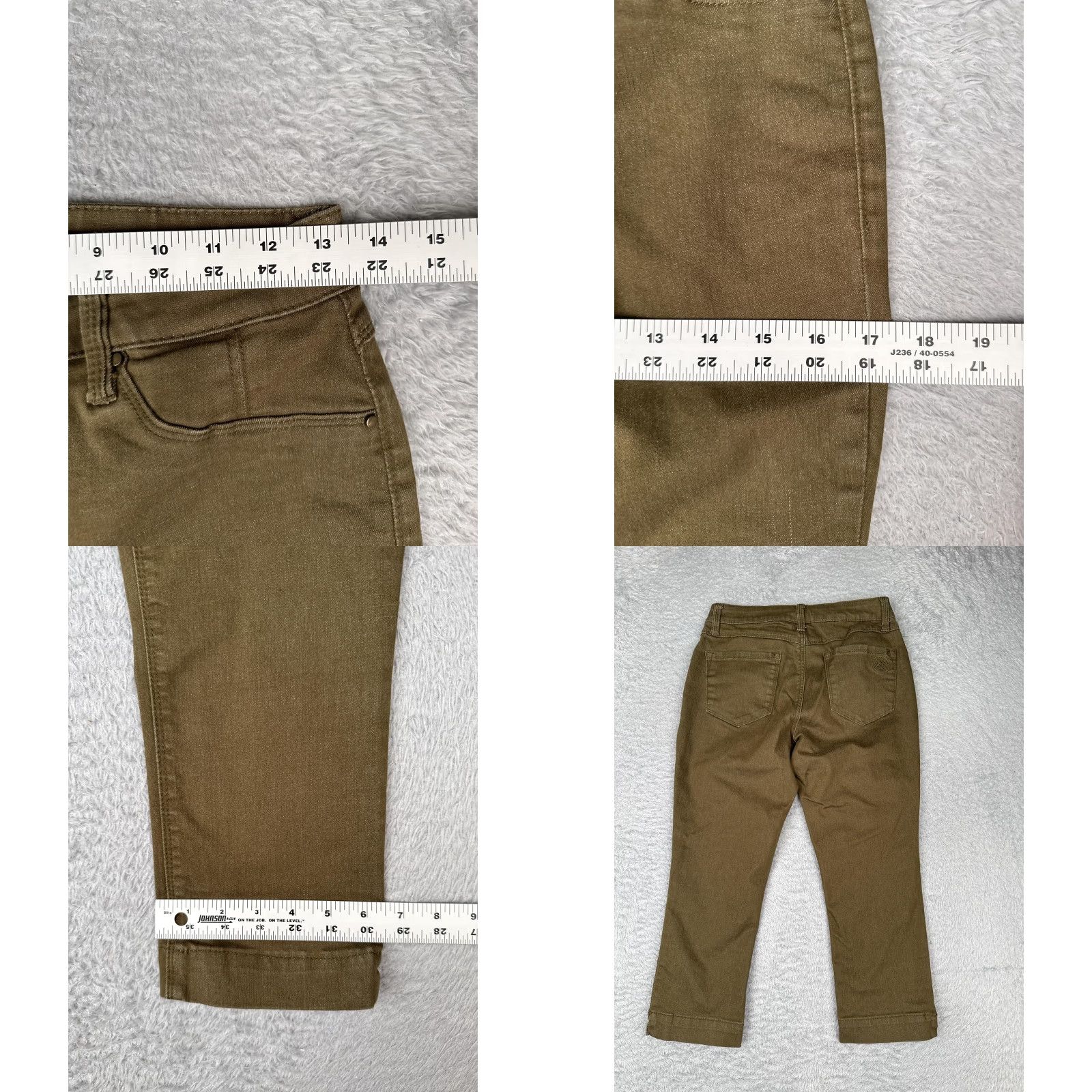 Vintage Laurie Felt Pants Womens XS Capri Brown Silky Stretch Technology Pockets Zip Button Straight Leg 21in Inseam Casual City Vintage No N/A Size 26" / US 2 / IT 38 - 9 Thumbnail