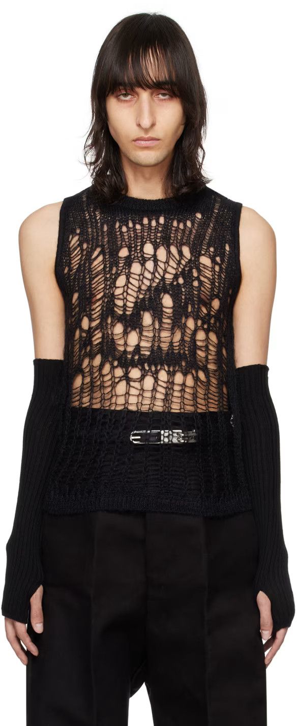 Rick Owens o1y0325 Sleeveless Sweater in Black Size US S / EU 44-46 / 1 - 1 Thumbnail