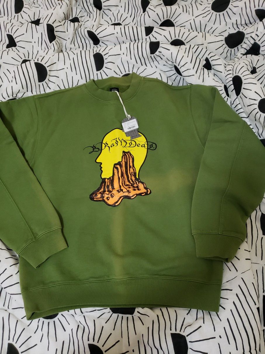 image of Brain Dead Mount Slime Crewneck - Olive, Men's (Size Small)