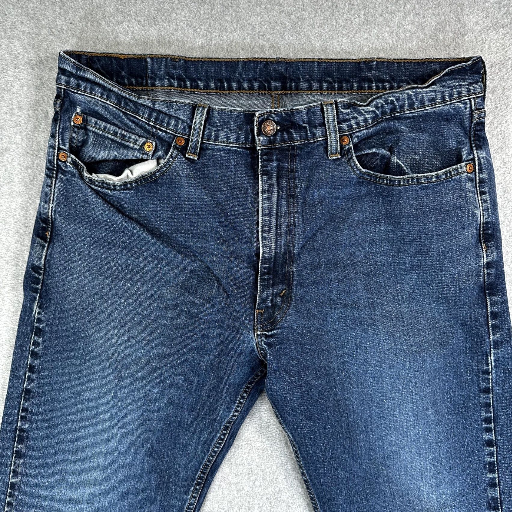 Levi's Levi's 505 Jeans Mens 38x32 Blue Straight Regular Fit Denim Pants Medium Wash Size US 38 / EU 54 - 6 Thumbnail