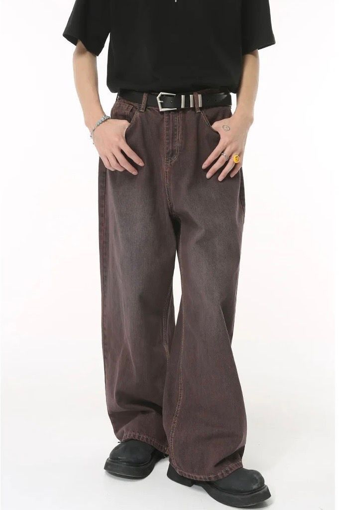 image of Vintage Baggy Jeans Straight Pants Street Style Casual in Purple, Men's (Size 32)
