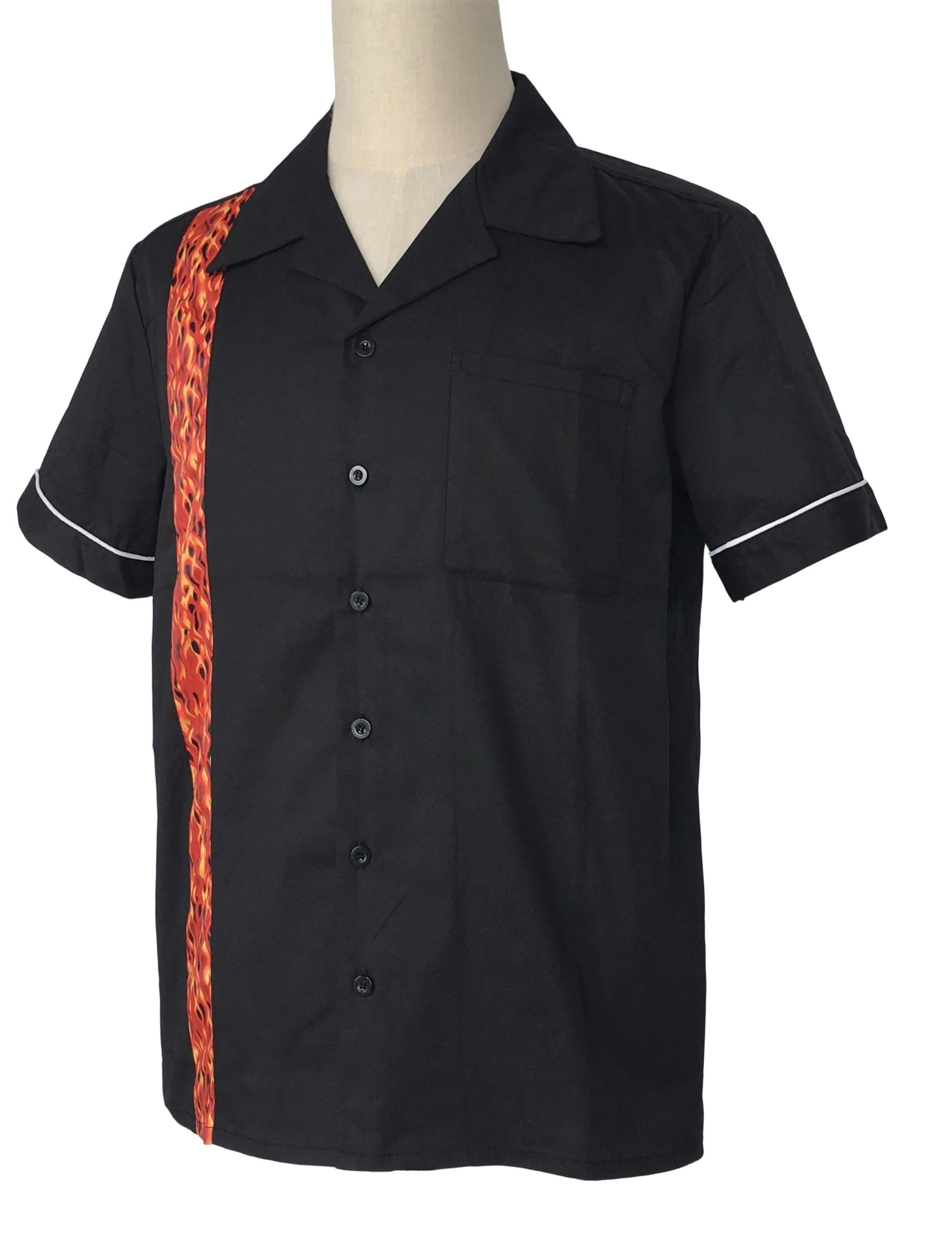 Other Casual men shirt black panel fire pattern shirts Size US XL / EU 56 / 4 - 2 Thumbnail