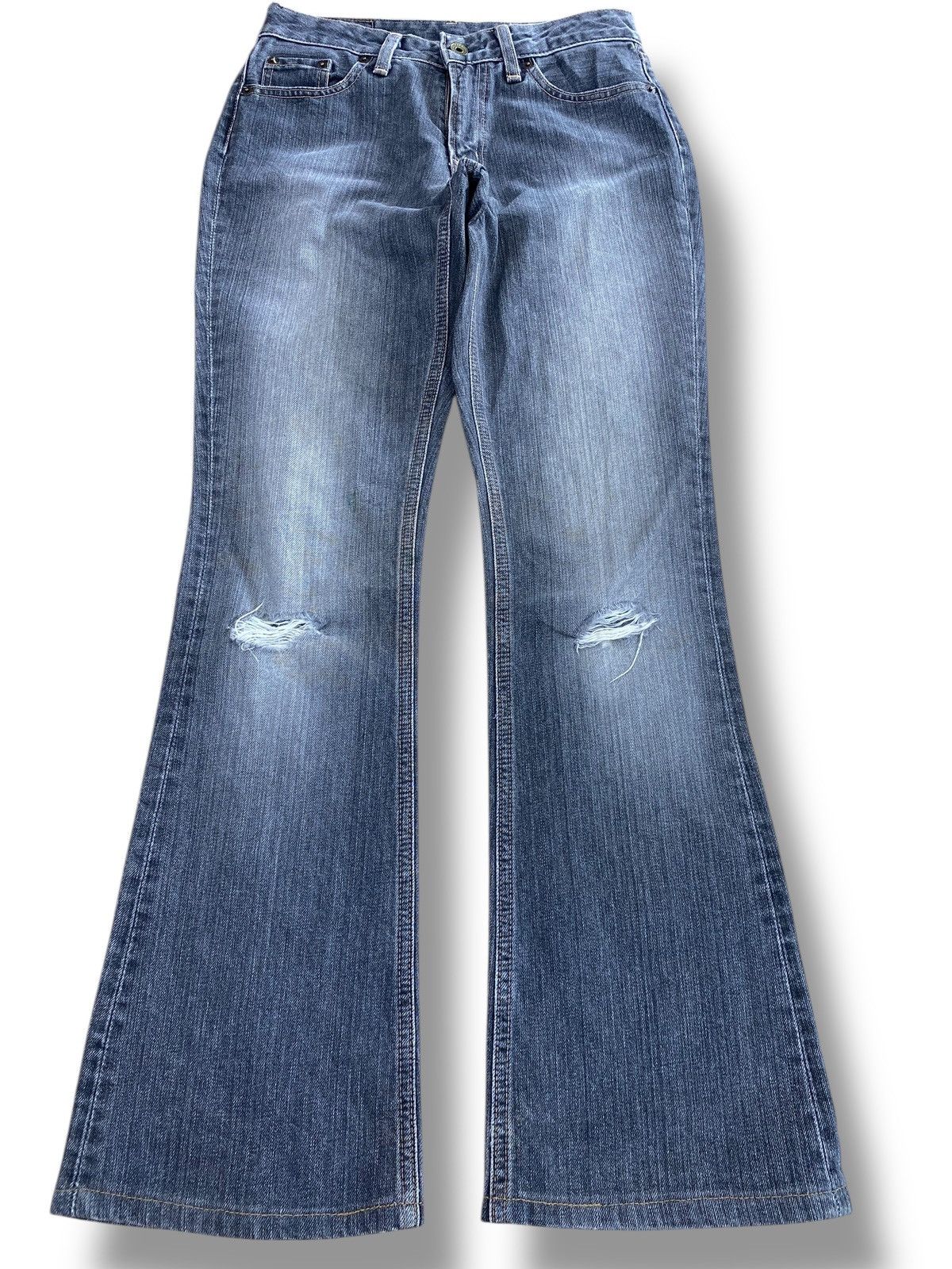 Japanese Brand Japanese Brand Faded Wash Ripped Knee Style Flare Jeans Size US 27 - 1 Thumbnail