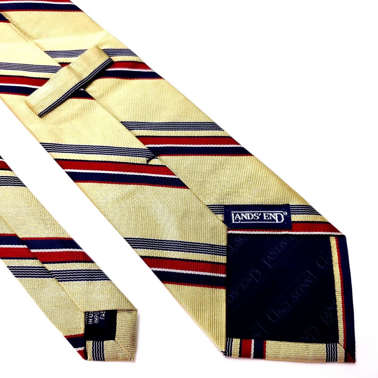 Lands' End Land's End Silk Tie Yellow Woven Striped Red Size ONE SIZE - 3 Thumbnail