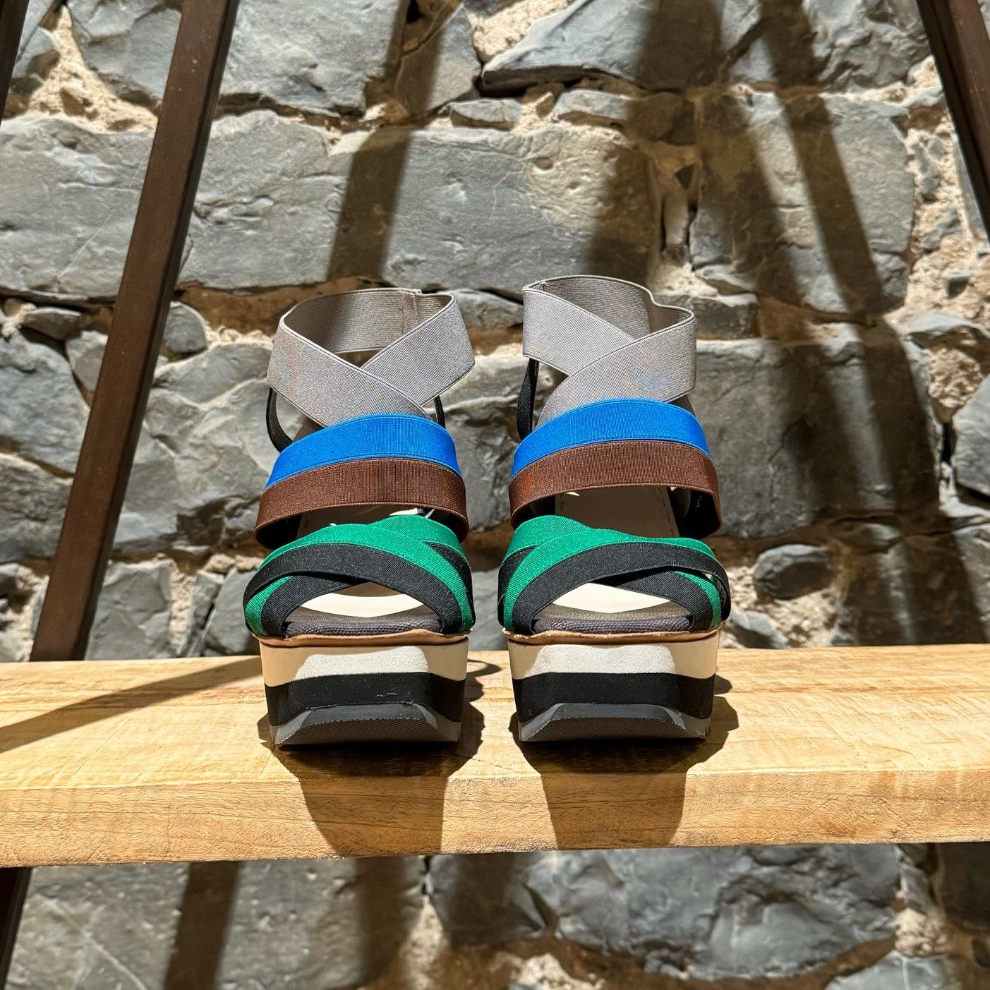 Prada Prada Multicolor Striped Elastic Wedge Sandals Size US 10 / IT 40 - 3 Thumbnail