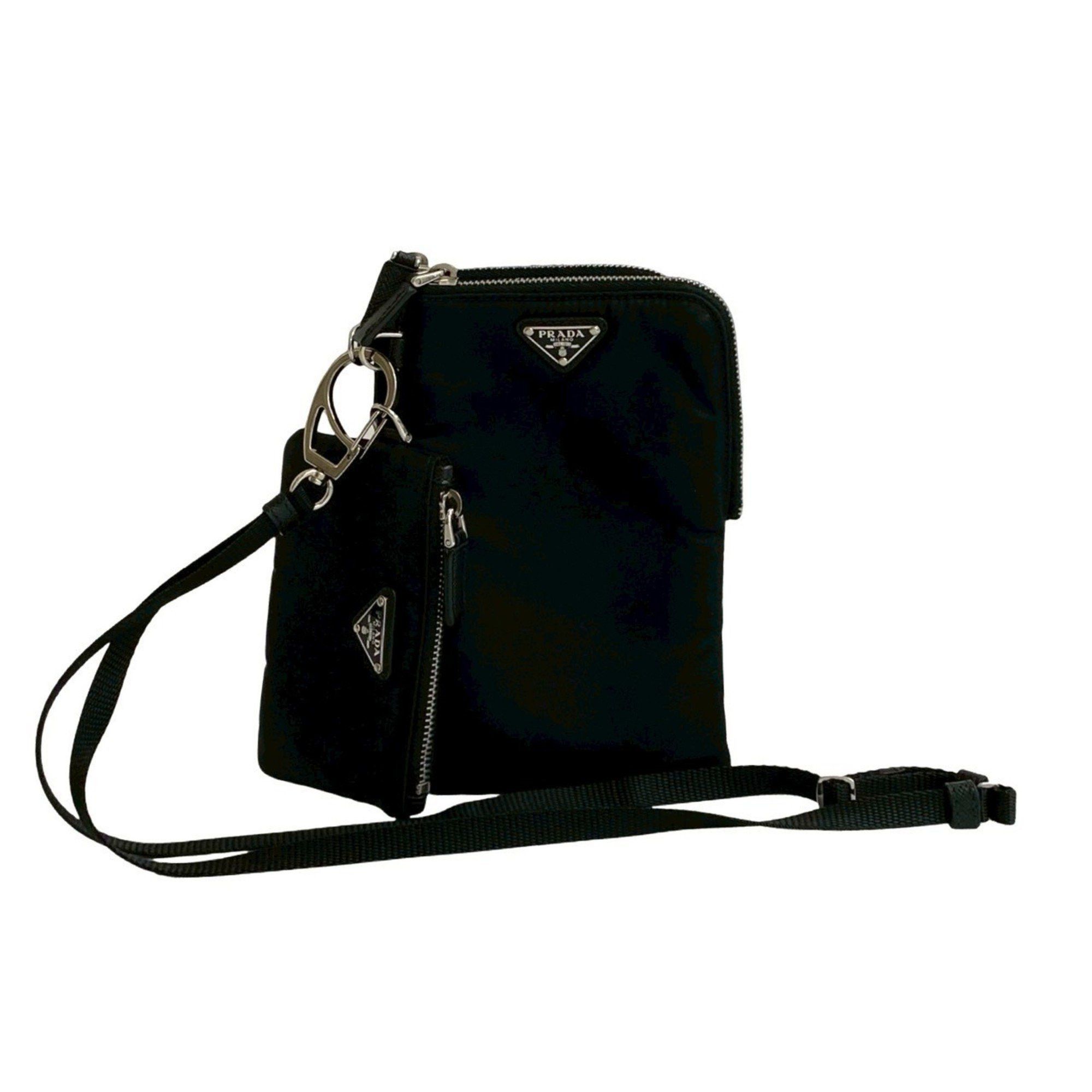 Prada PRADA Re-Nylon Triangle Logo Hardware Nylon Pouch Shoulder Bag Smartphone Case Black 20924 Size ONE SIZE - 1 Thumbnail