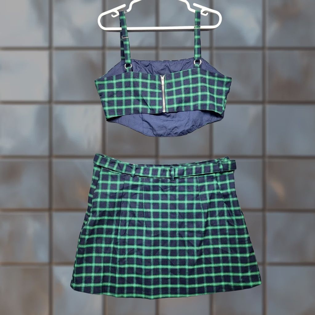 Vintage VINTAGE Bluesteel Women L Blackwatch Plaid Blue Green Skirt & Top Set Grunge Preppy Schoolgirl Mens? Size L / US 10 / IT 46 - 1 Thumbnail