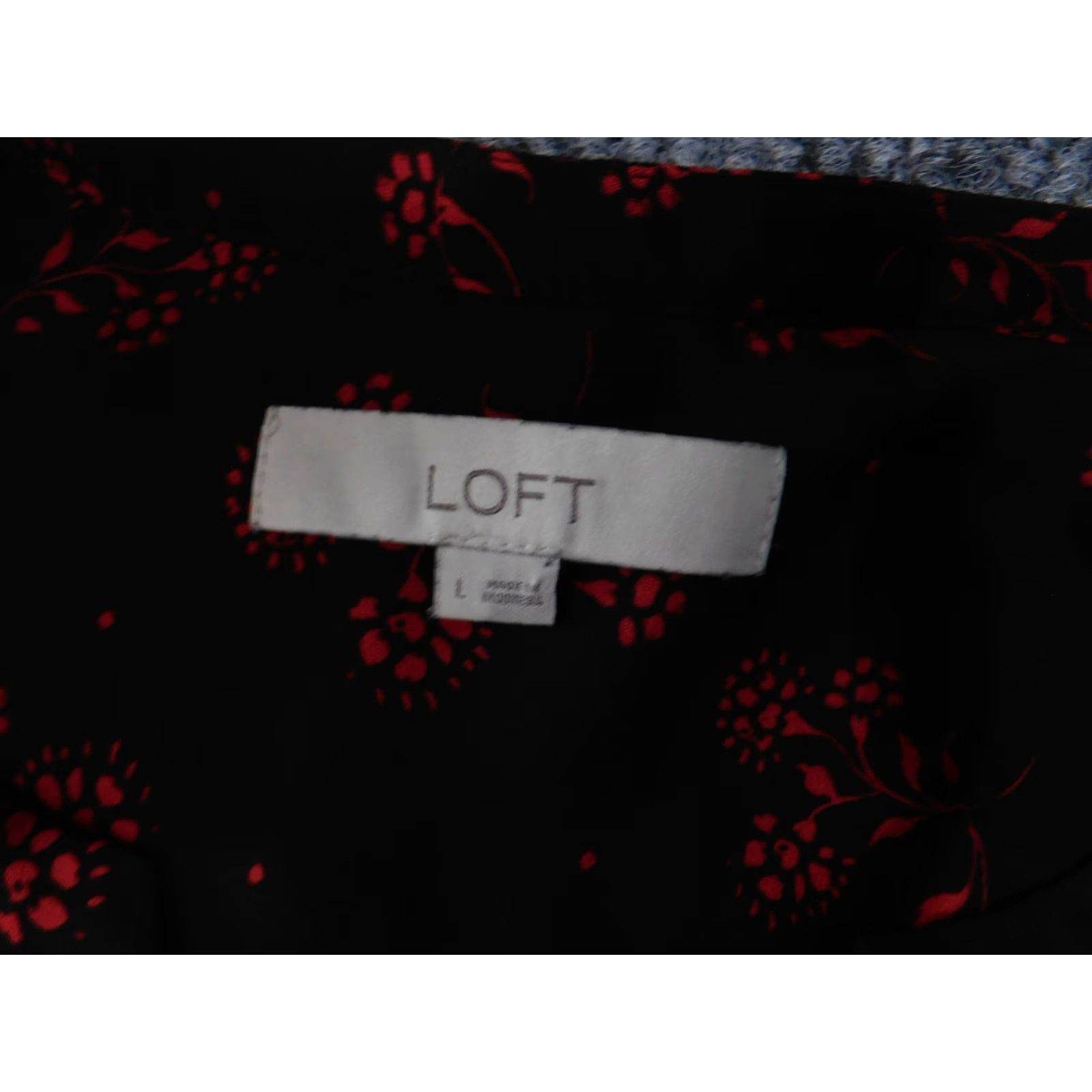 Loft LOFT Blouse Black Red Floral Long Sleeve Relaxed Fit Top Pullover Womens Large Size L Knit? (No Knit) Size L / US 10 / IT 46 - 5 Thumbnail