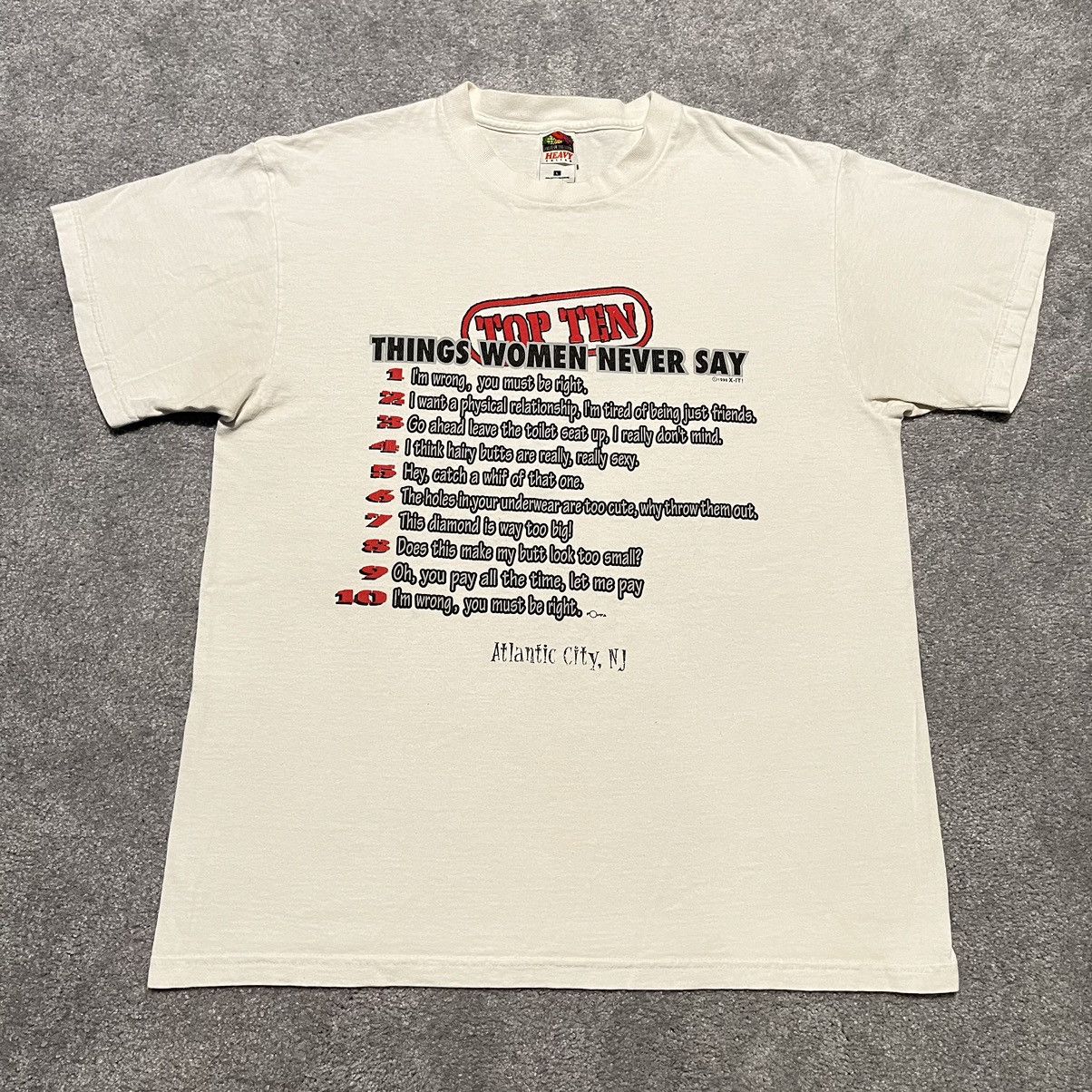 Vintage Vintage 1990s Top Ten Things Women Never Say Parody T Shirt Size US L / EU 52-54 / 3 - 2 Thumbnail