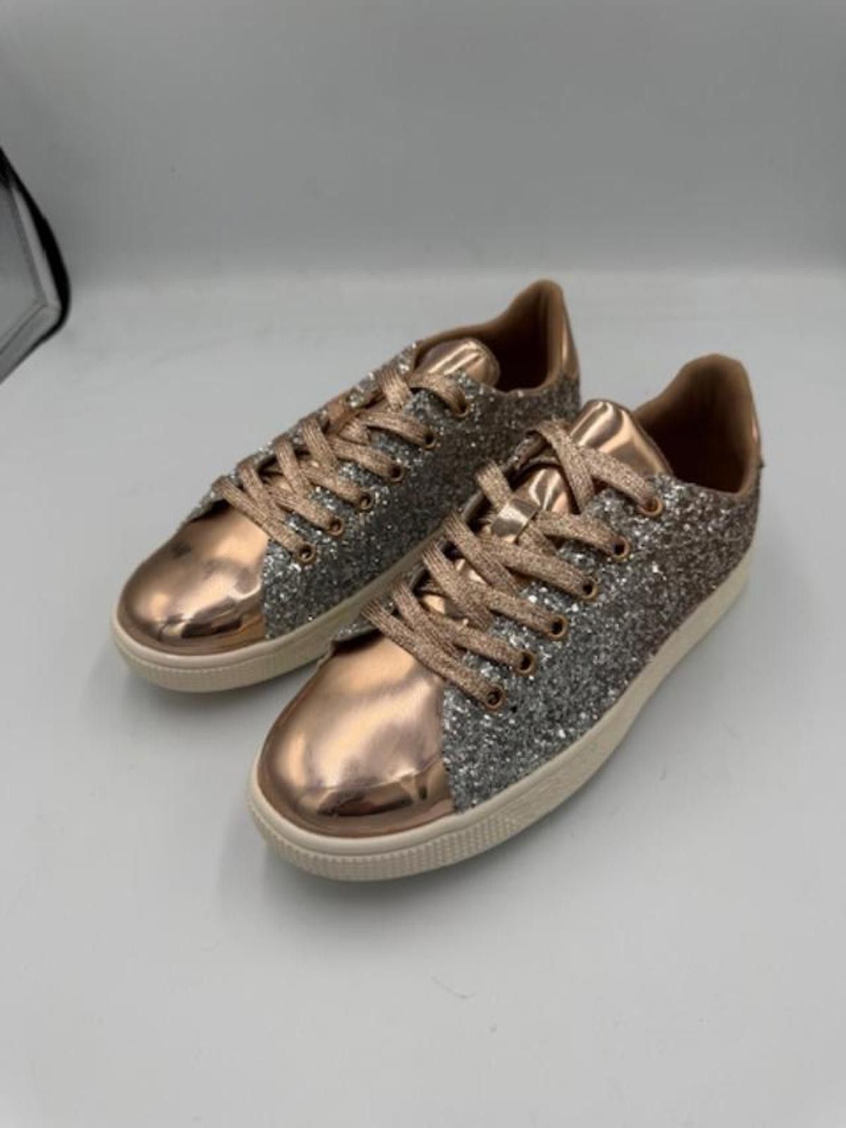 Forever 21 Forever Rose Gold Glitter Sneakers Size W6.5 Size US 6.5 / IT 36.5 - 1 Thumbnail