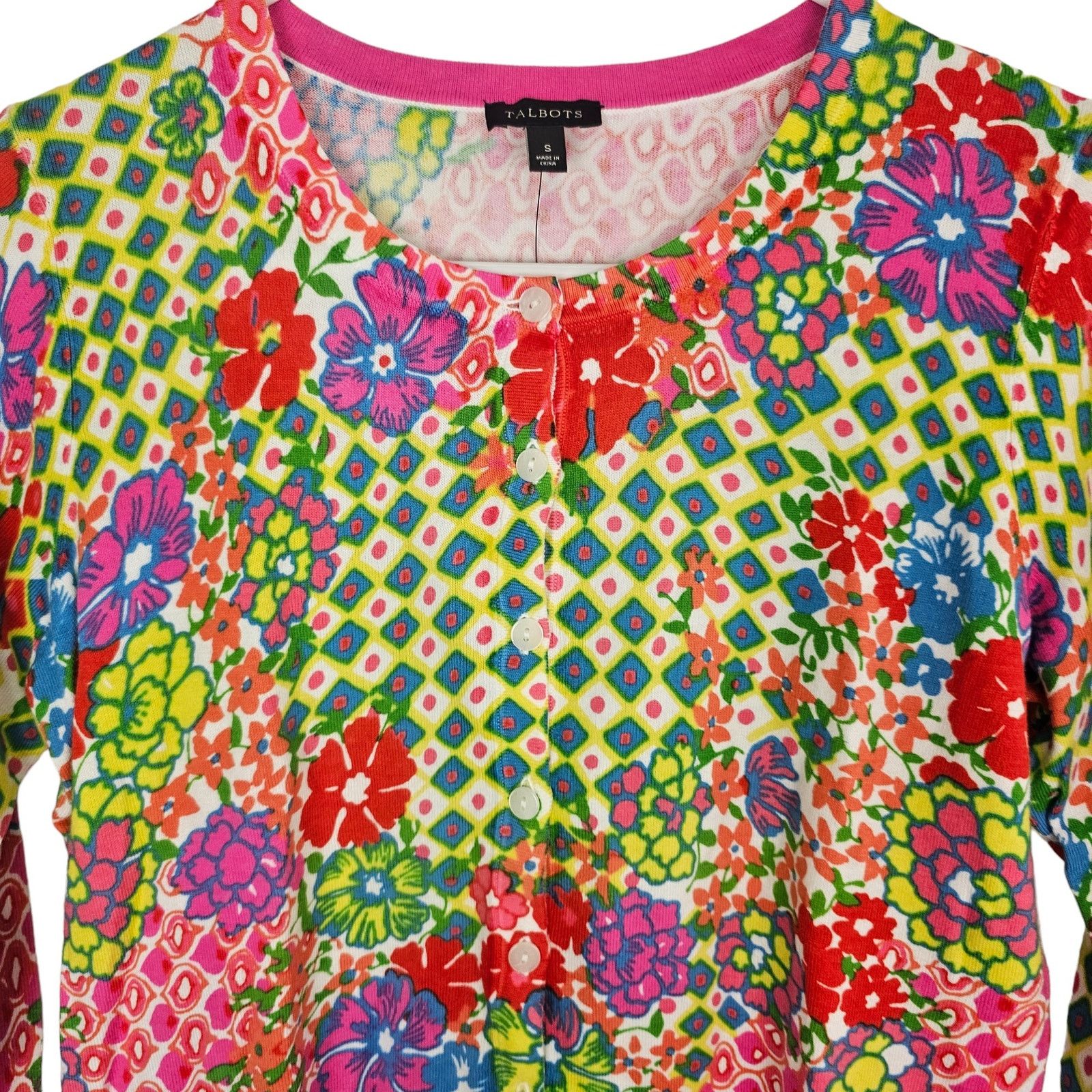 Robert Talbott Talbots Womens Floral Sweater Size S Crewneck Abstract Size S / US 4 / IT 40 - 2 Thumbnail