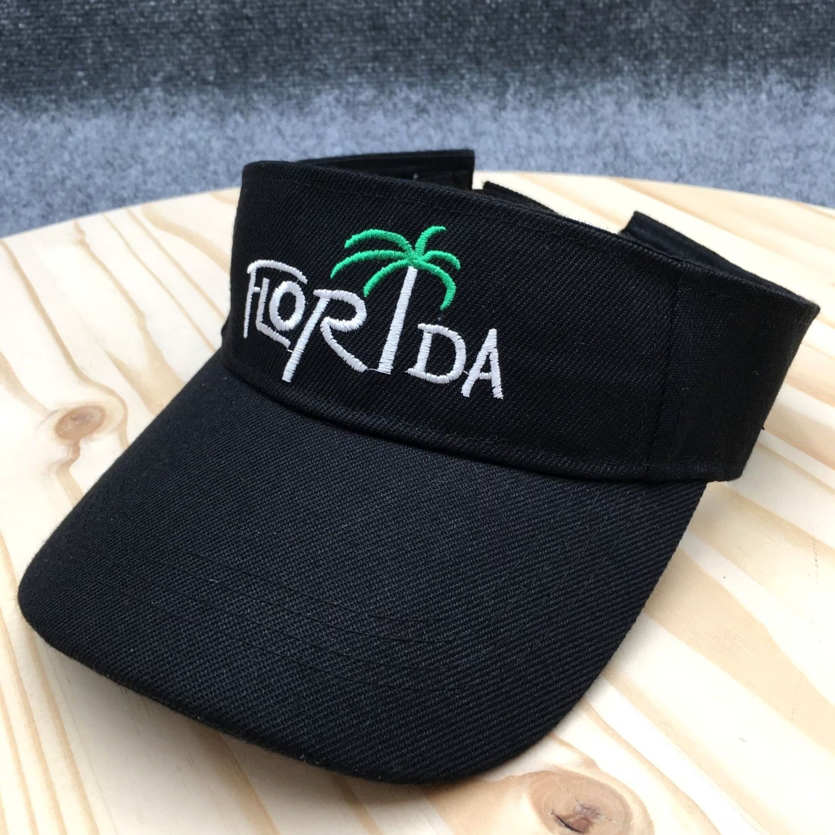 Logo 7 Florida Visor Hat Mens Black One Size Adjustable Curved Brim Embroidered Logo Size ONE SIZE - 2 Thumbnail