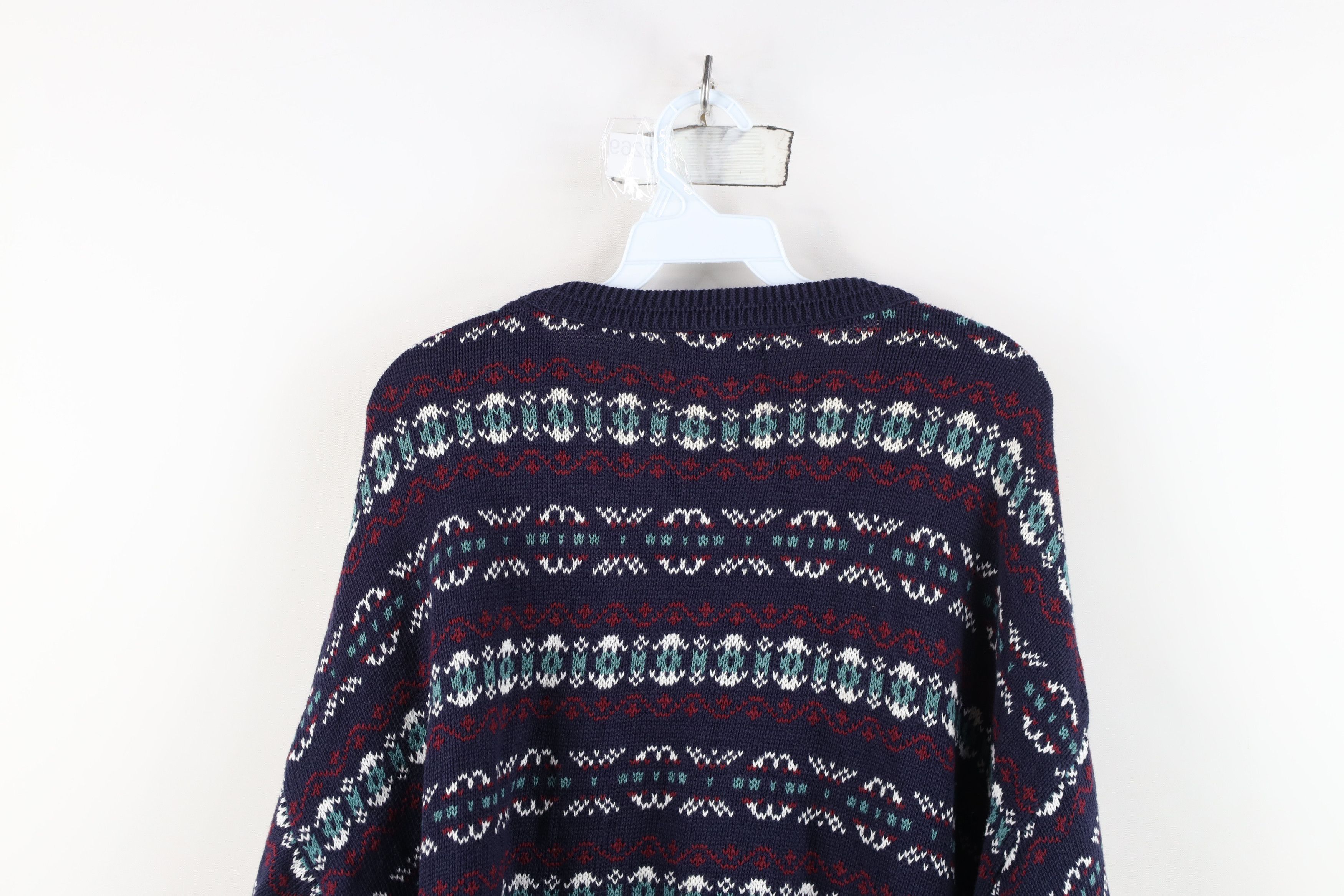 Vintage Vintage 90s Streetwear Cotton Fair Isle Knit V-Neck Sweater Size US XXL / EU 58 / 5 - 9 Thumbnail