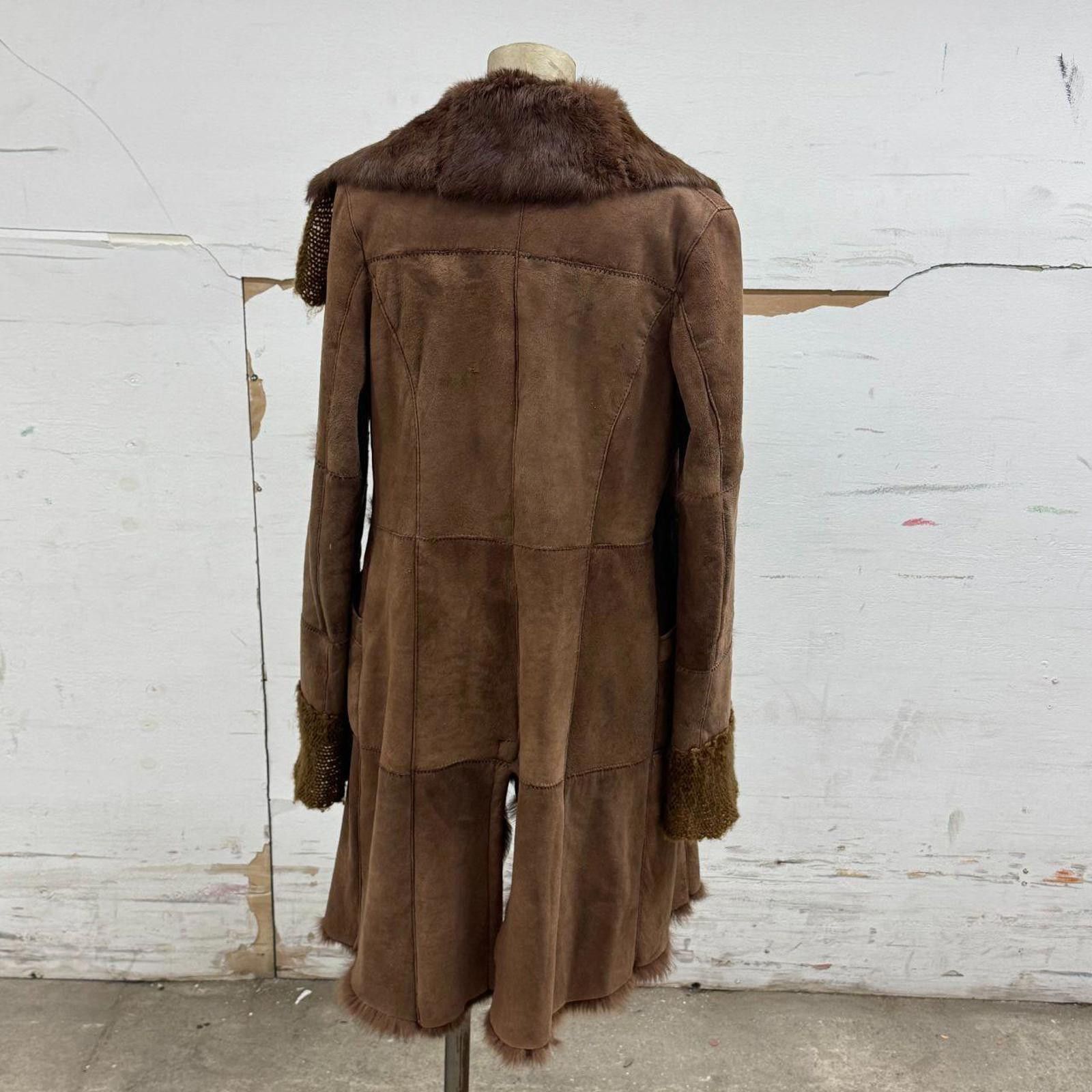 Stefano Ricci Y2K Vintage Stefanel Leather Suede & Rabbit Fur Brown Jacket Size M / US 6-8 / IT 42-44 - 5 Thumbnail