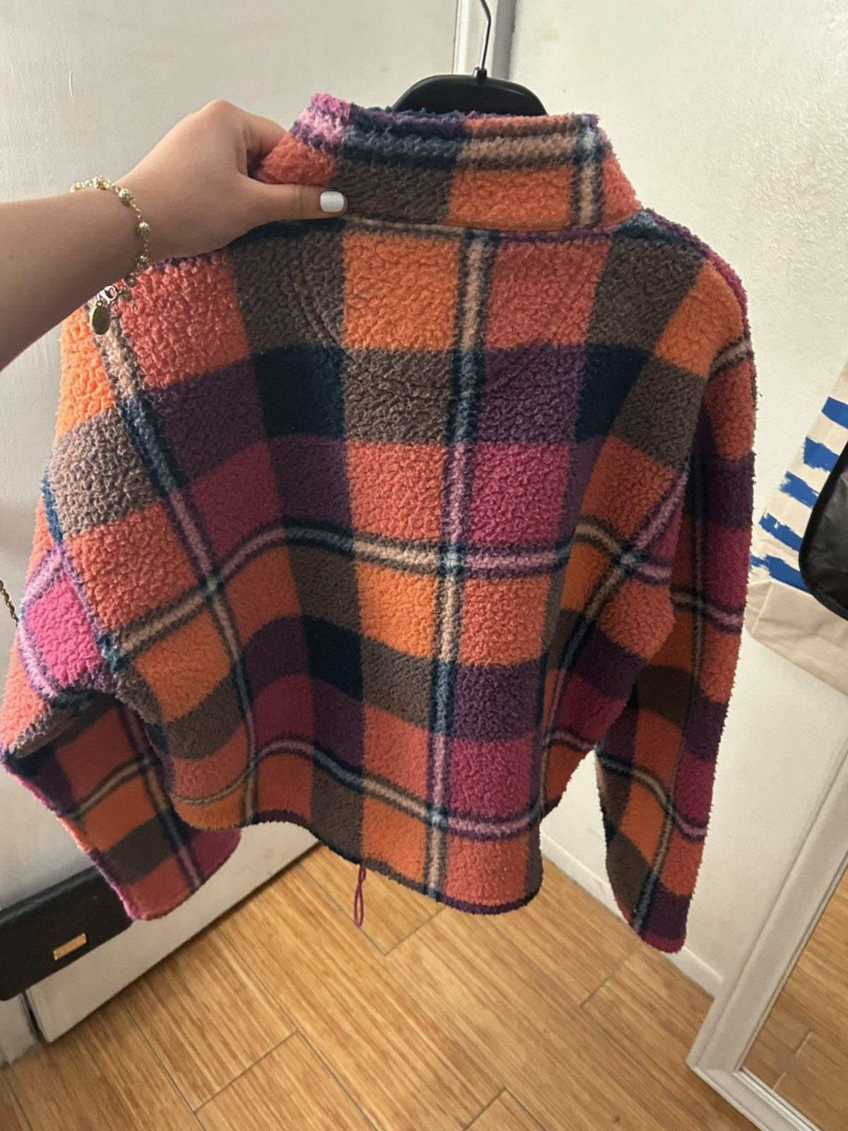 American Eagle Outfitters Soft Zip Up Plaid Fleece Size XS / US 0-2 / IT 36-38 - 2 Thumbnail