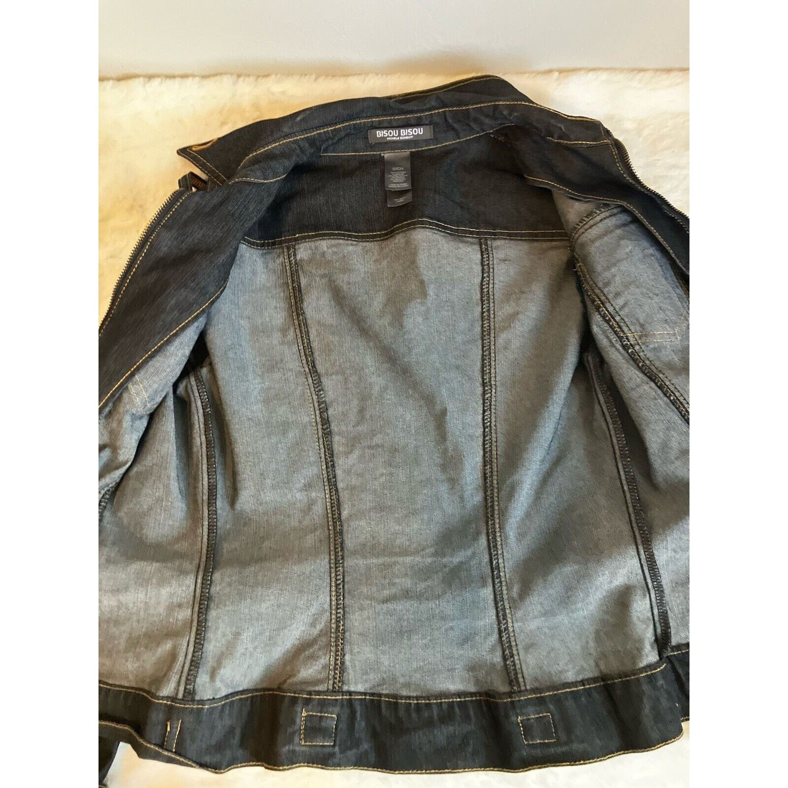 Other BISOU BISOU Women's Denim Stitched Jean Blazer Jacket small Size XS / US 0-2 / IT 36-38 - 4 Thumbnail