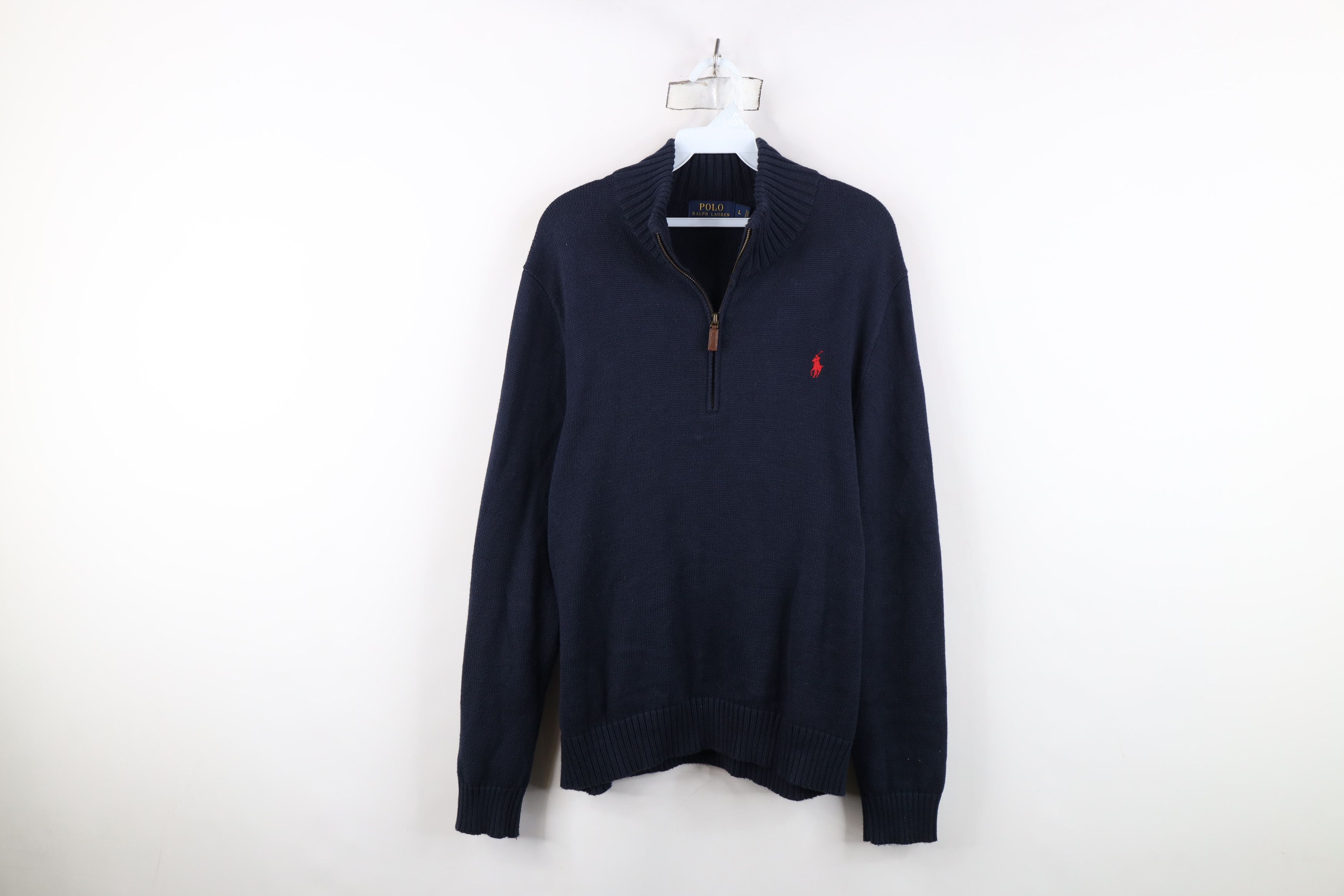 Ralph Lauren Vintage Ralph Lauren Knit Half Zip Pullover Sweater Blue Size US L / EU 52-54 / 3 - 1 Thumbnail