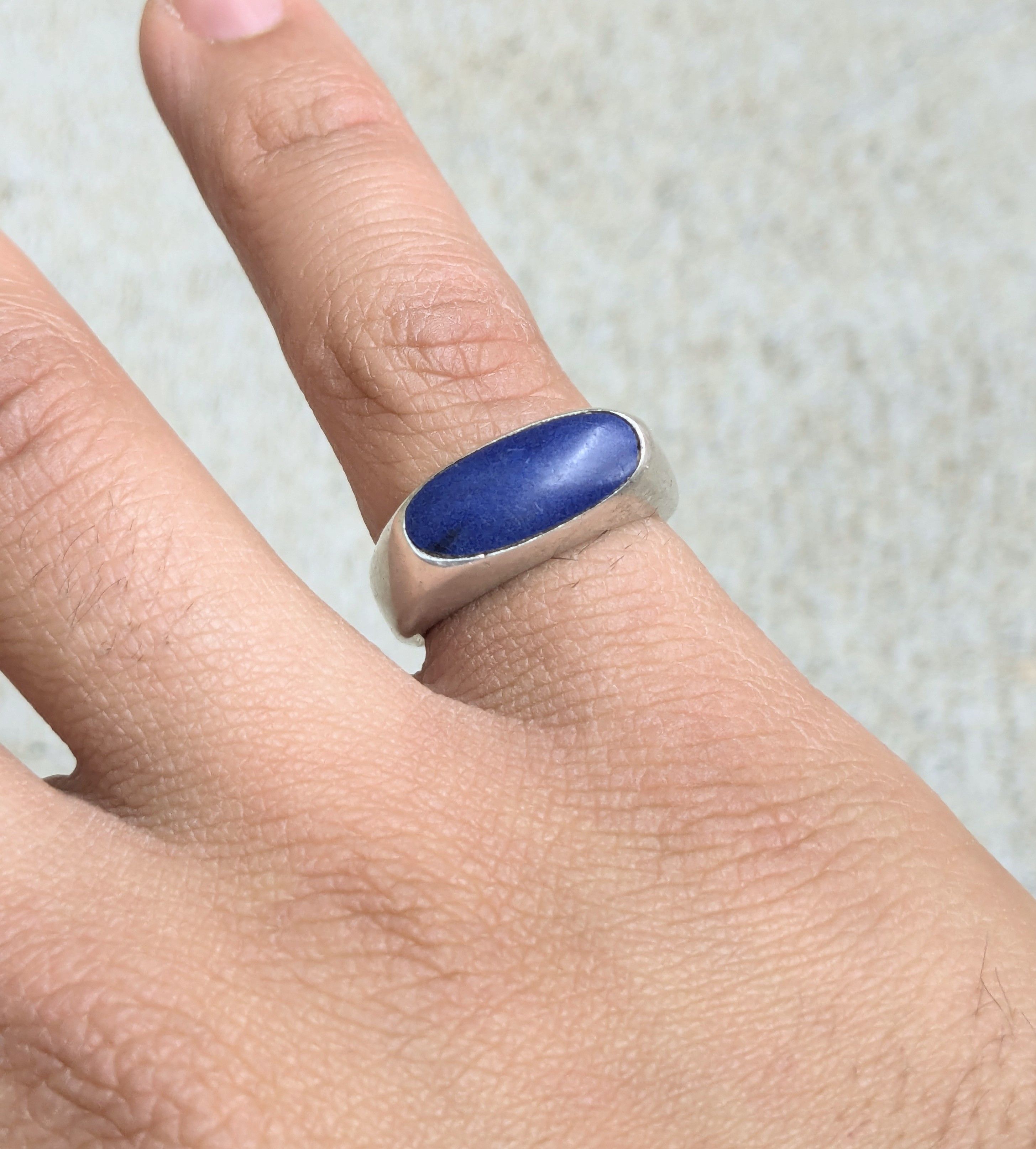 Jewelry Sterling Silver Ring Lapis Lazuli 7.25 Blue Modern Abstract Size ONE SIZE - 7 Thumbnail