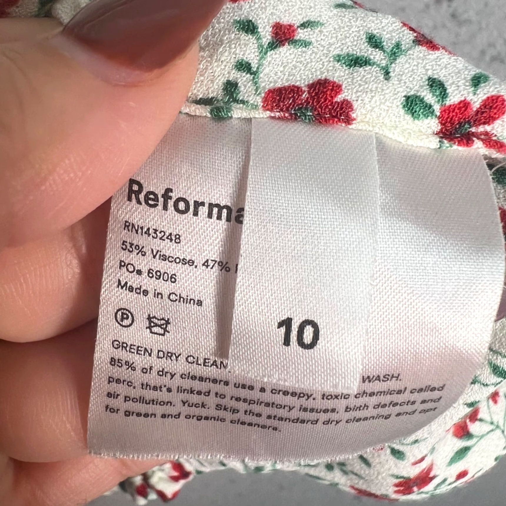 Reformation Reformation Womens Top Cami Floral Print White & Red Sleeveless Smocked 10 Size L / US 10 / IT 46 - 4 Thumbnail