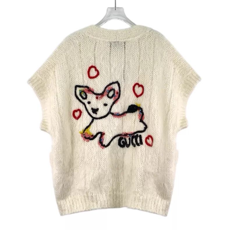 Gucci Gucci 23 beige rabbit diamond embroidered horsehair V-neck Size S / US 4 / IT 40 - 2 Thumbnail