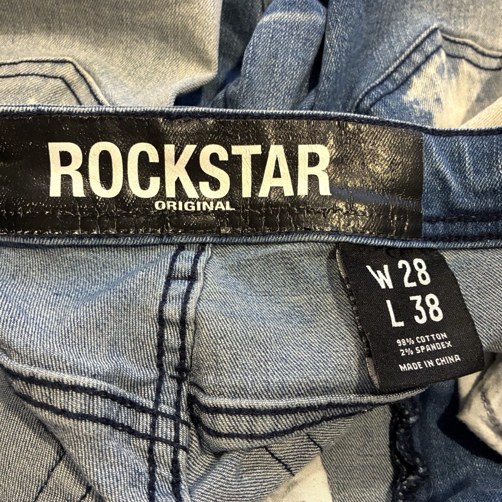 Vintage Rockstar Original Light Blue Distressed Patchwork Denim Jeans Slim 28 Men Jeans Size US 28 / EU 44 - 5 Thumbnail