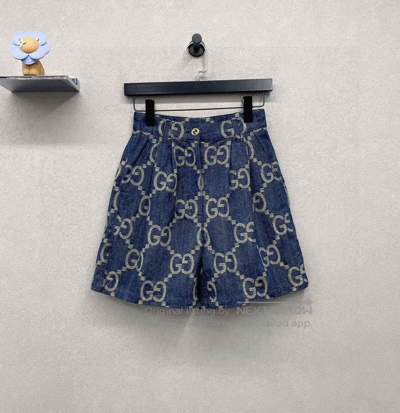 Gucci Gucci Blue full-print denim shorts Size 24" / US 00 / IT 34 - 1 Thumbnail