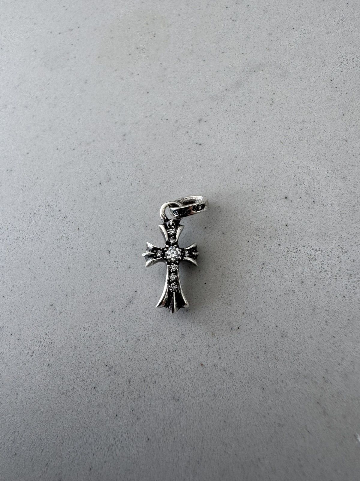 VINTAGE●CHROME HEARTS● BABY FAT サファイア ペンダント クロムハーツCHクロスベビーファットチャームwithパヴェブルー