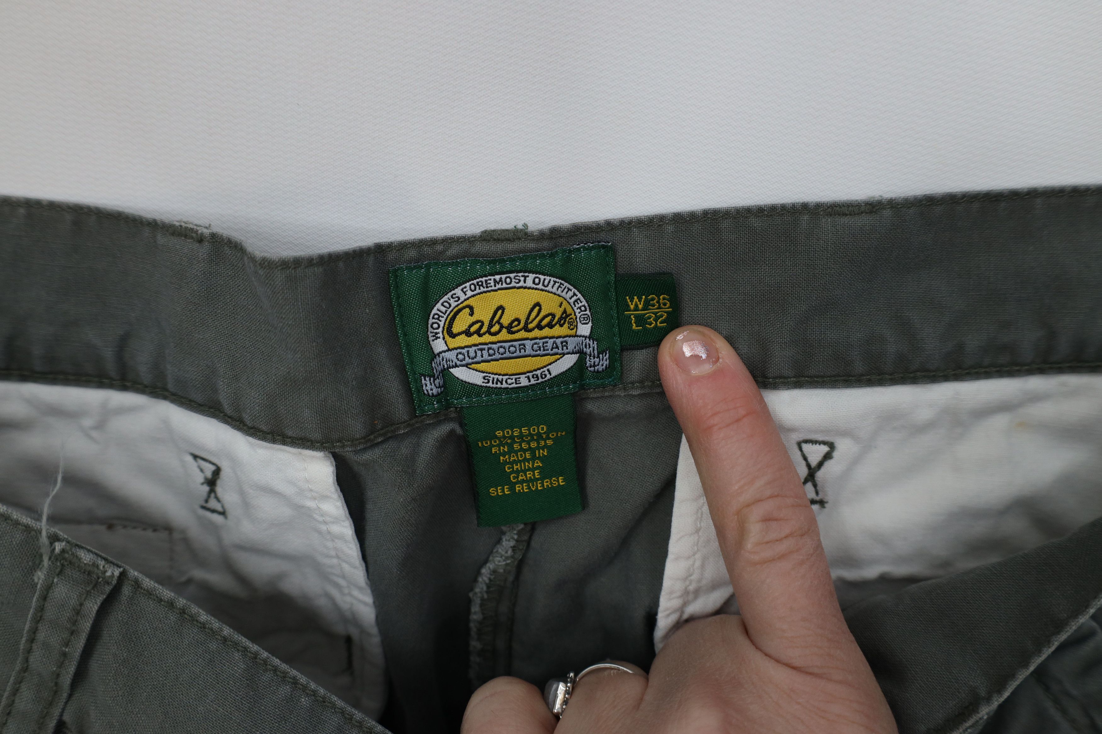 Cabelas Vintage 90 Y2K Cabelas Wide Leg Cargo Pants Green Cotton Size US 36 / EU 52 - 7 Thumbnail