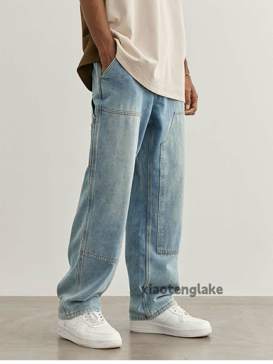 Jean × Vintage washed faded loose baggy carpenter workwear jeans Size US 34 / EU 50 - 2 Thumbnail