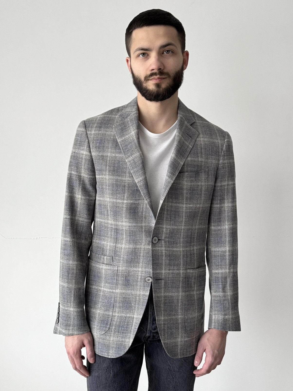Canali Canali Kei Wool, Silk & Linen Two Button Sport Grey Jacket Size 42R - 1 Thumbnail