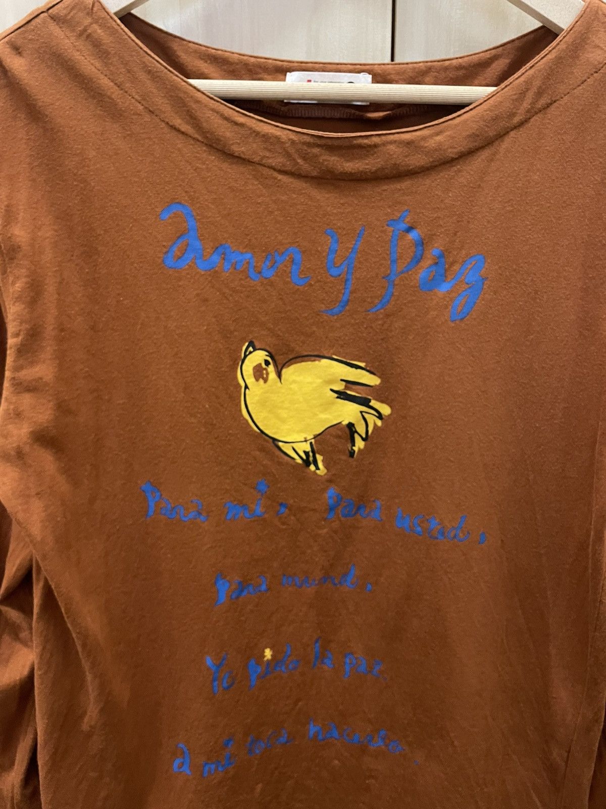 Issey Miyake Vtg 00's IS Issey Miyake Sport Amor Y Paz Long Sleeve Tshirt Size S / US 4 / IT 40 - 2 Thumbnail