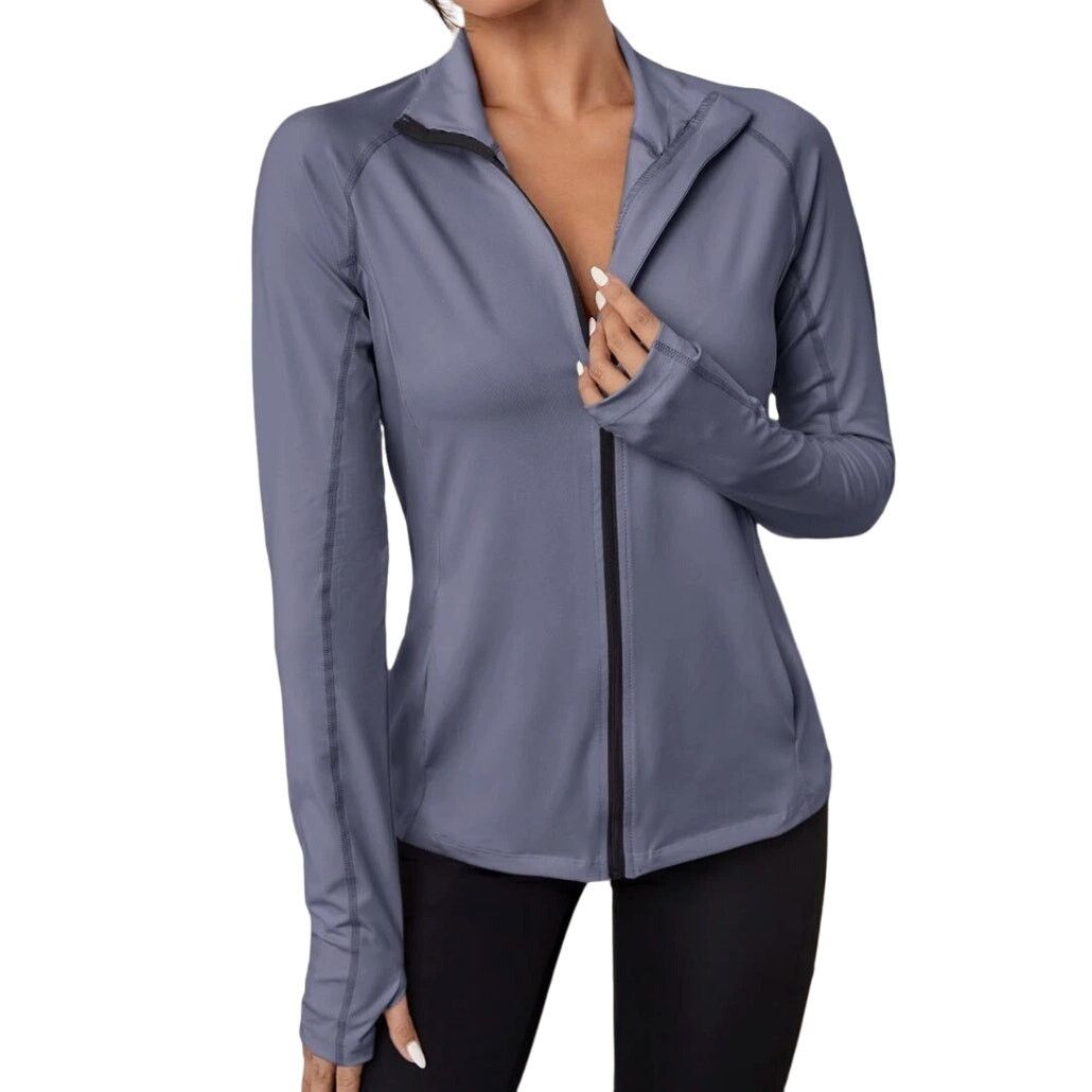 Shein Basic Zip Up Active Jacket in Dusty Blue, Size M Size M / US 6-8 / IT 42-44 - 1 Thumbnail