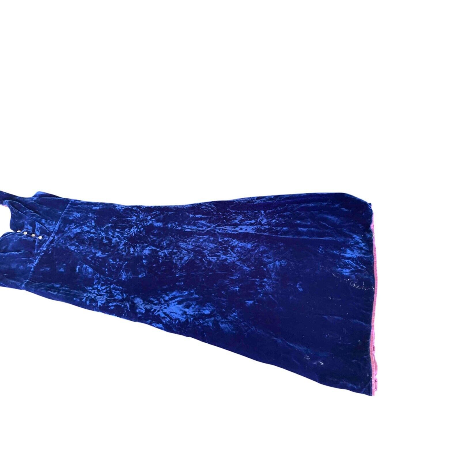 Other 1970's Vintage ILGWU Crushed Velvet Sleeveless Blue Dress Size XS / US 0-2 / IT 36-38 - 17 Thumbnail