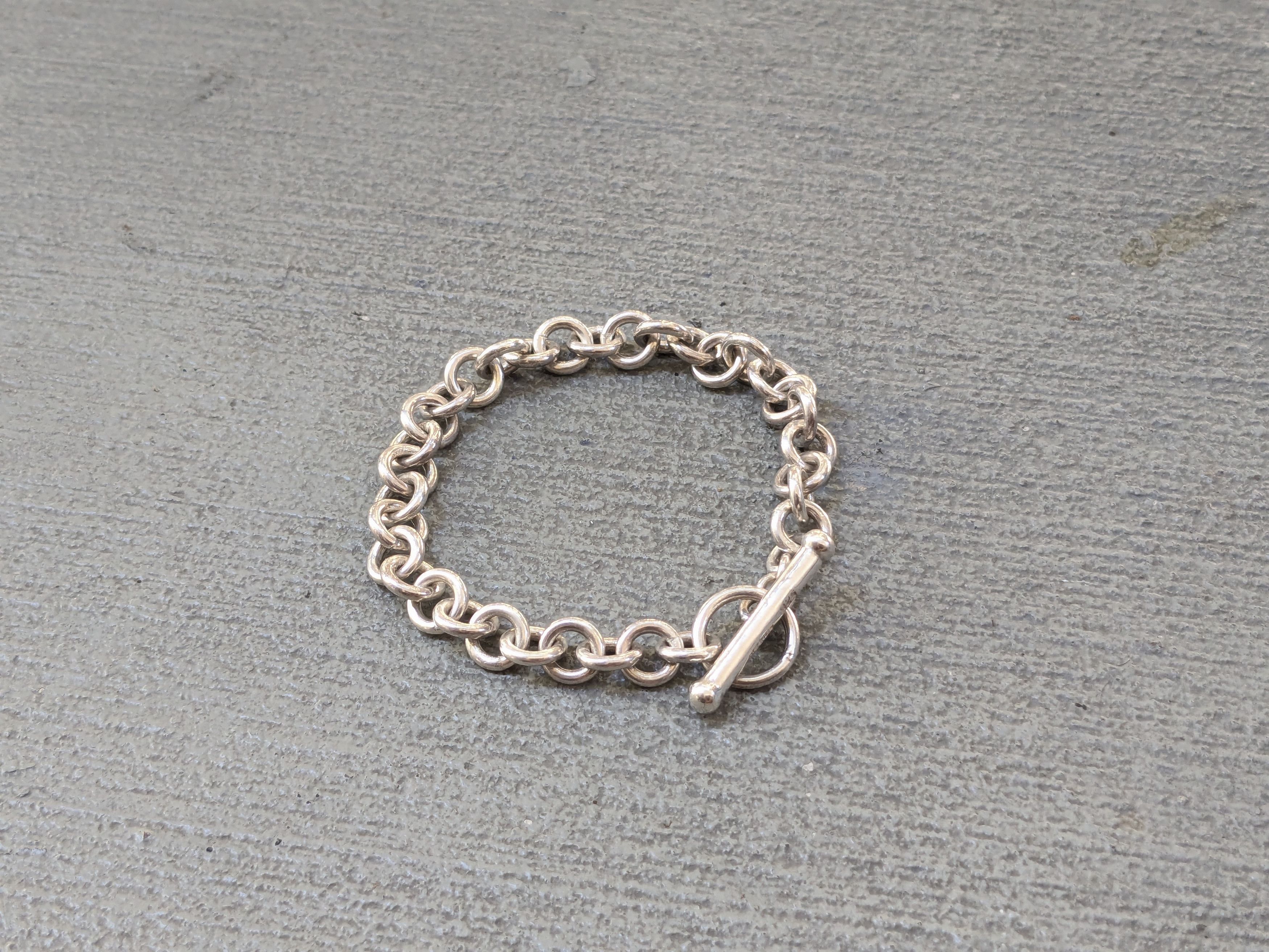 Jewelry Vintage Sterling Silver Bracelet Rolo Round 7.5" Chain Link Size ONE SIZE - 1 Thumbnail