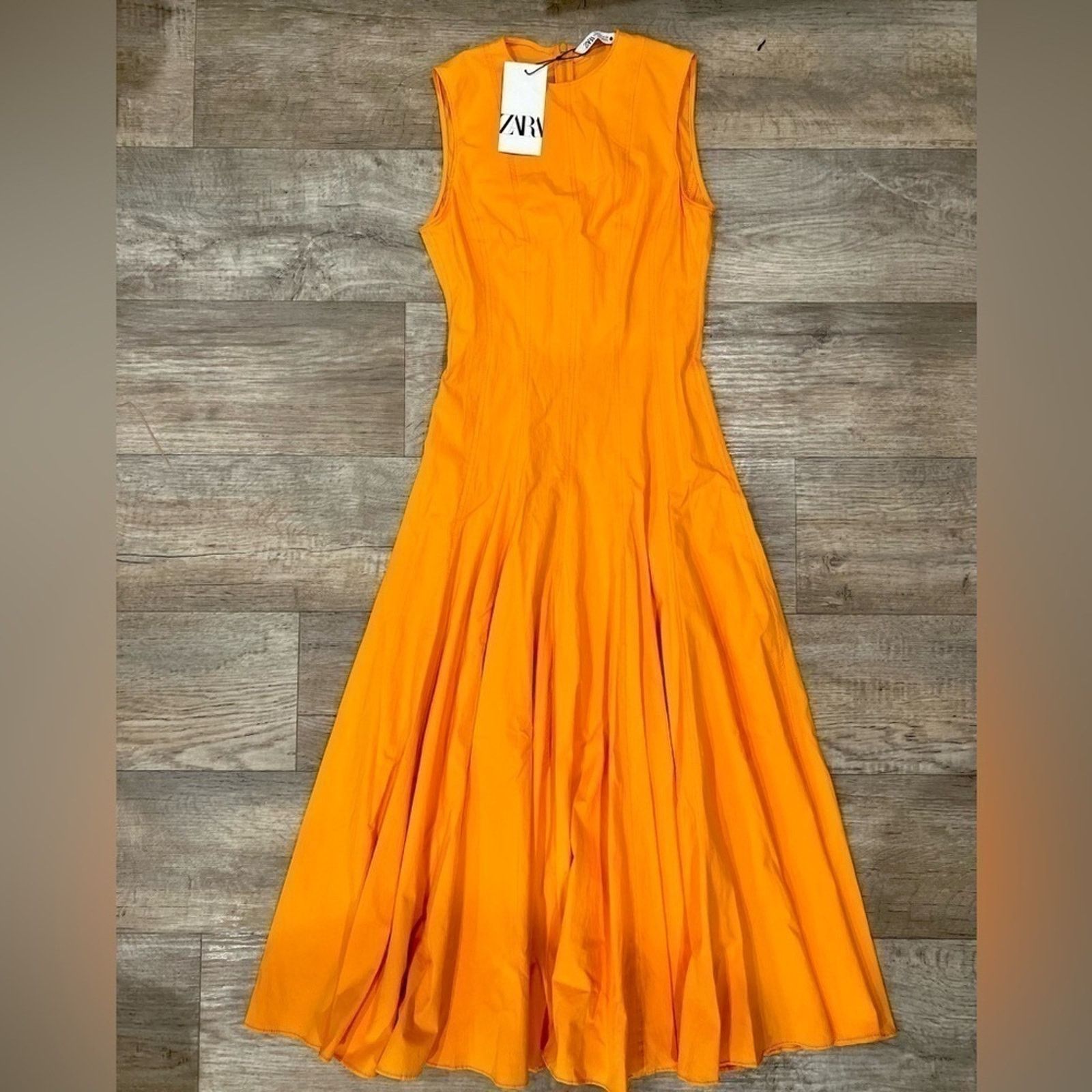 Zara ZARA BLOGGER FAVE!!! Cotton-Blend Midi Dress Size L / US 10 / IT 46 - 15 Thumbnail